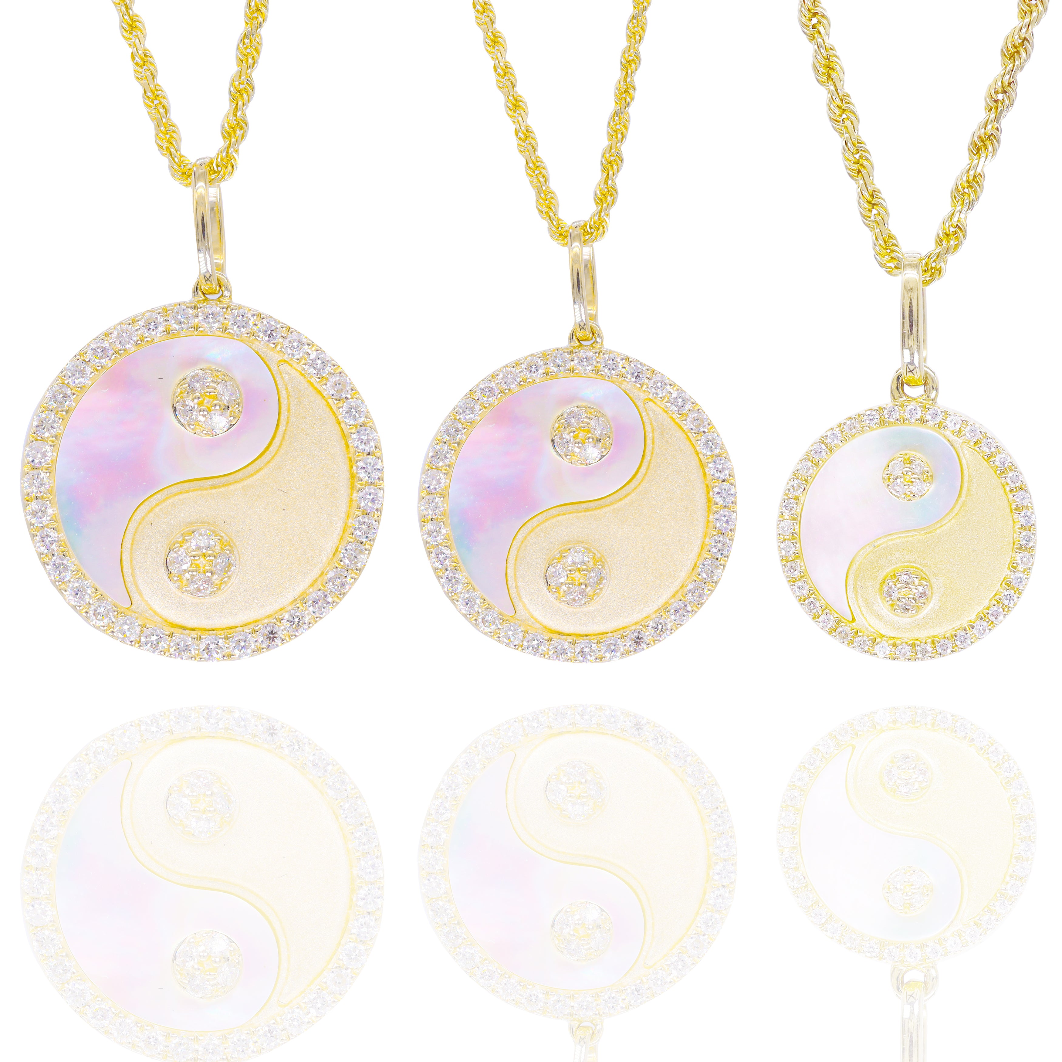 Yin-Yang Medallion Diamond Pendant with Mother of Pearl