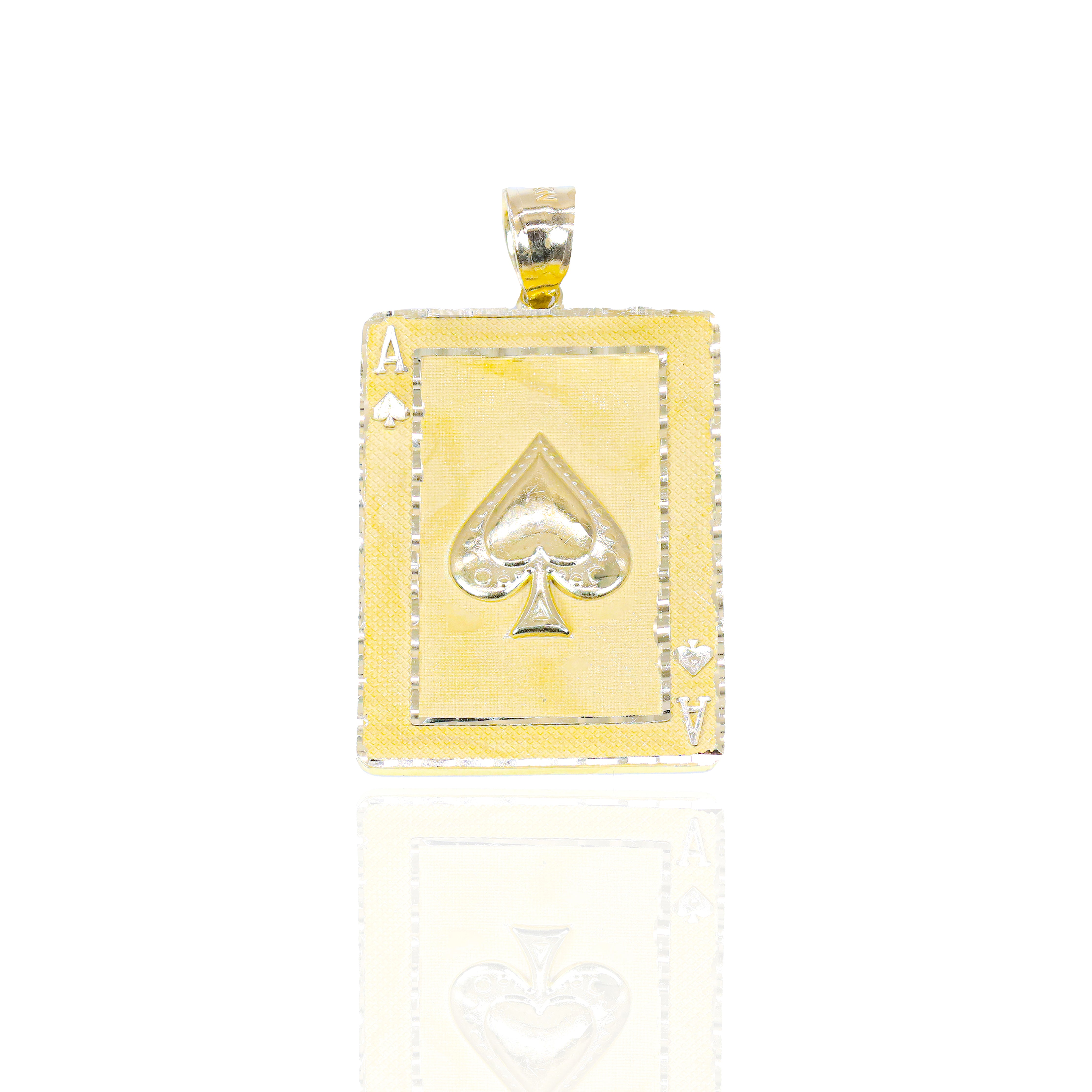10KT Yellow Gold Ace of Spades Solid Gold Pendant