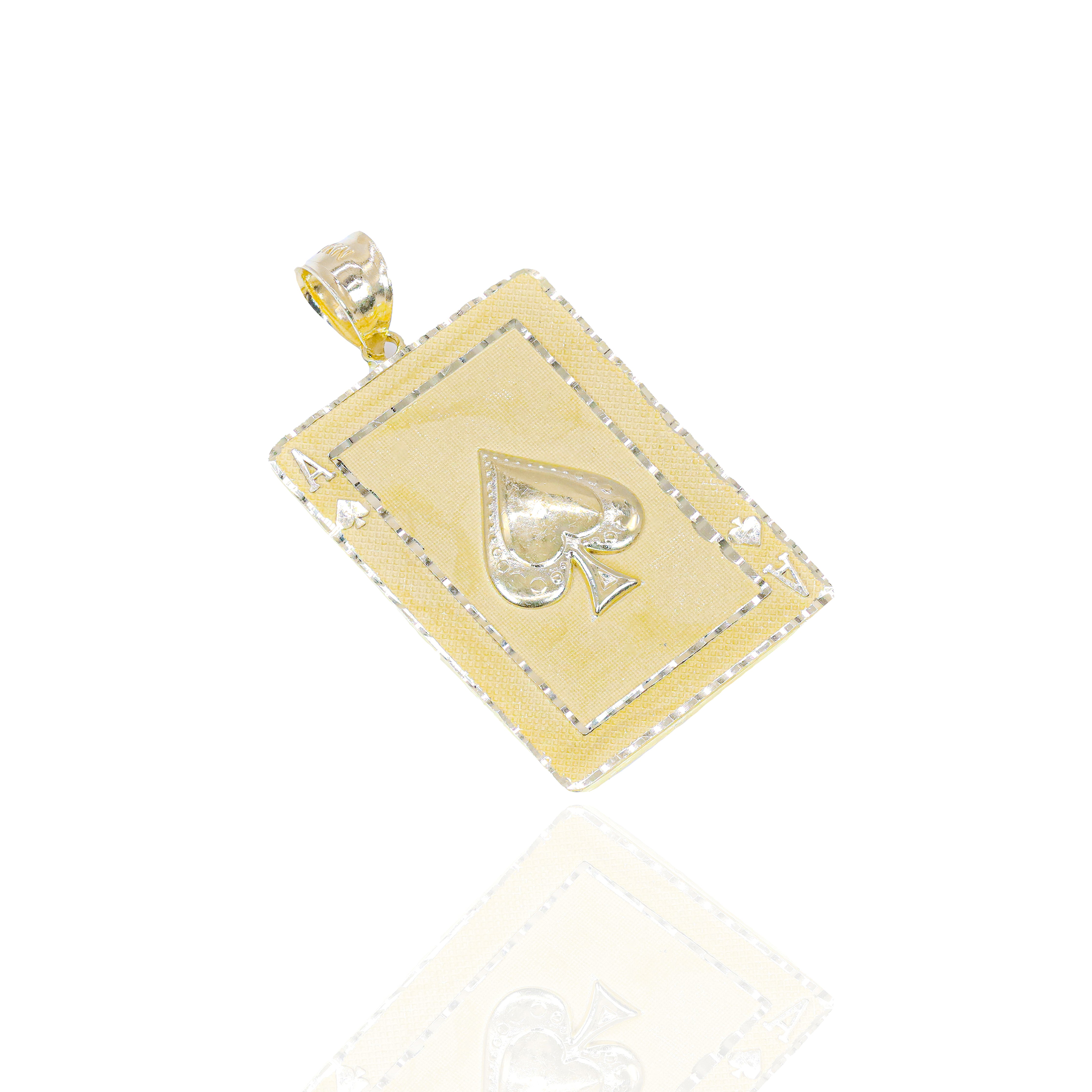 10KT Yellow Gold Ace of Spades Solid Gold Pendant