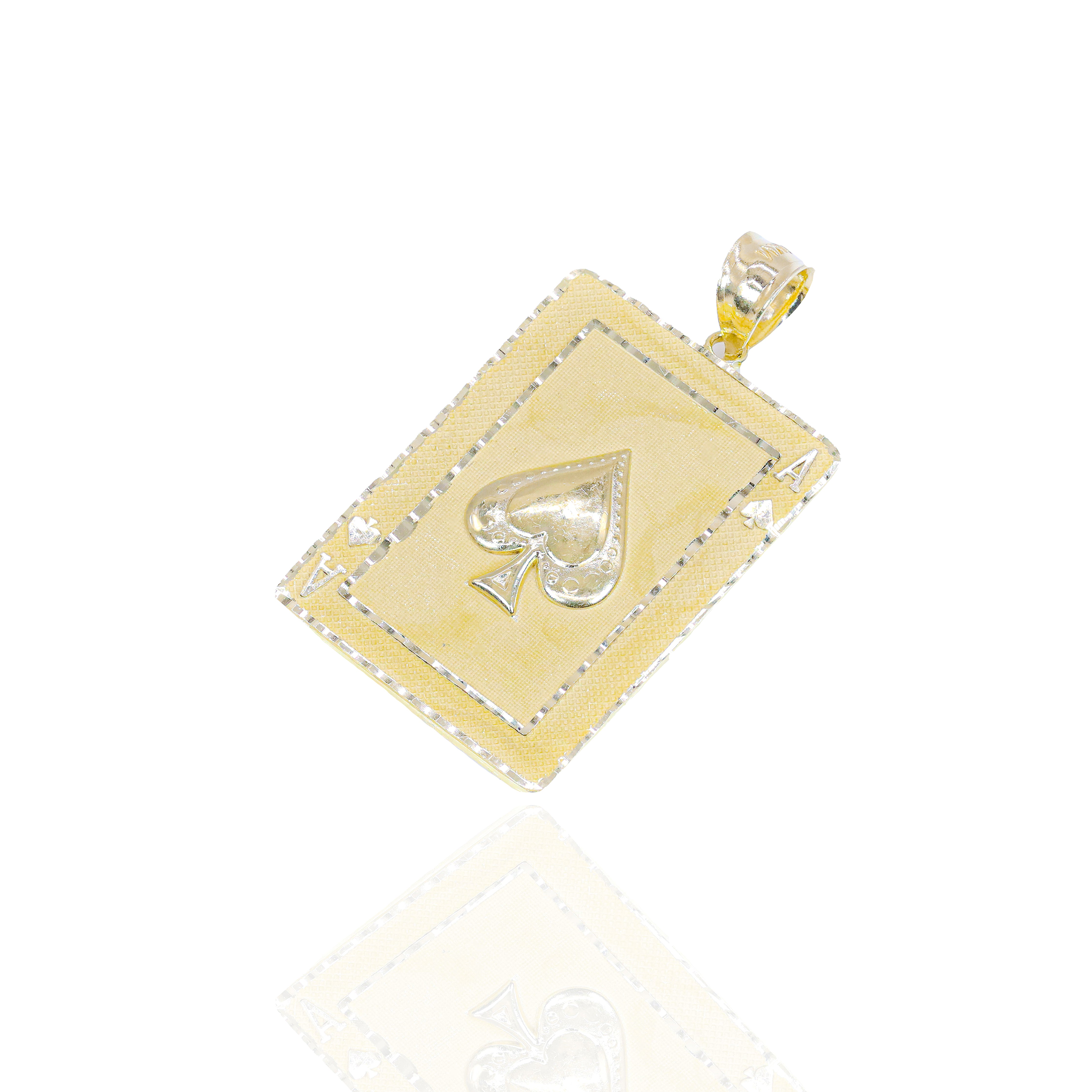 10KT Yellow Gold Ace of Spades Solid Gold Pendant