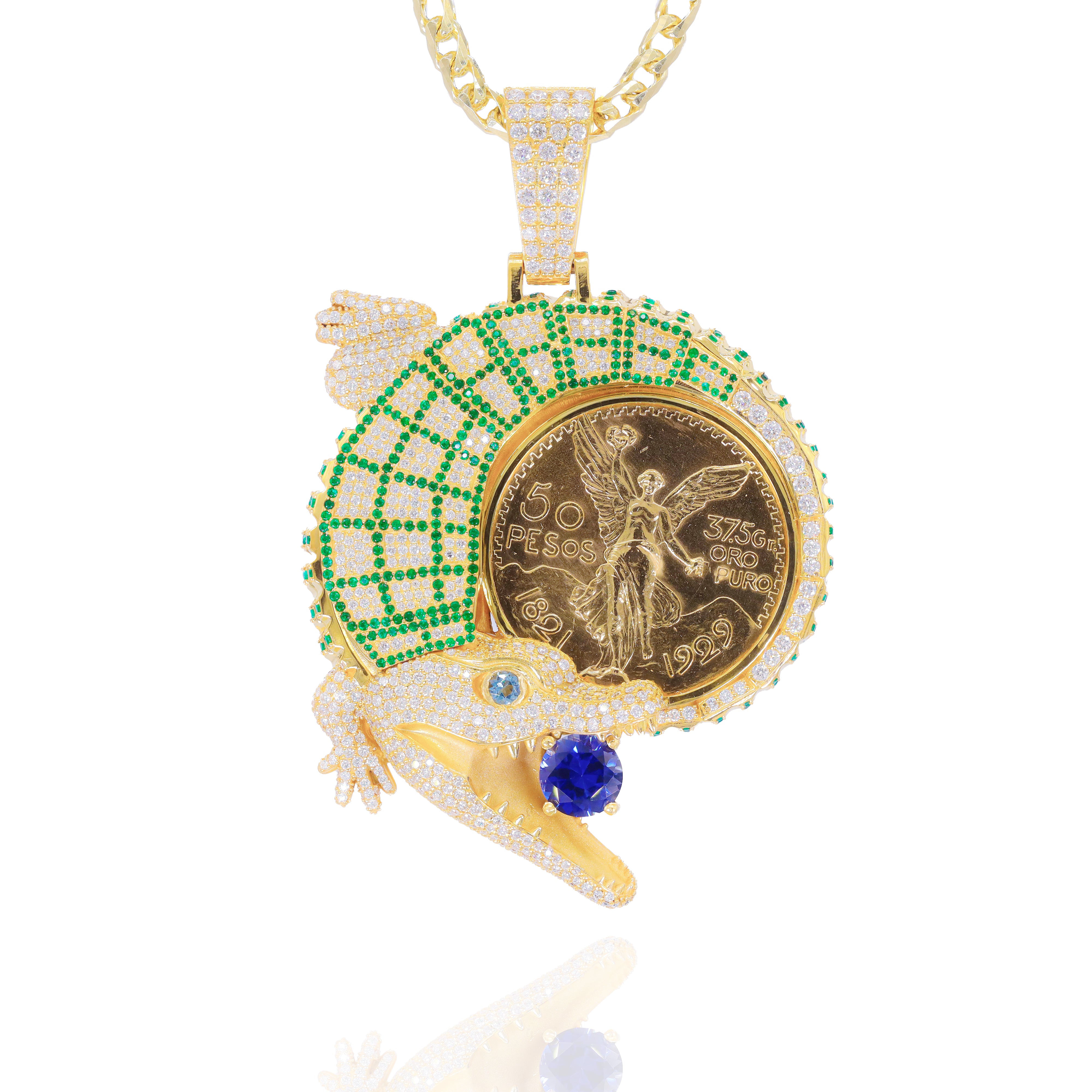 Custom Design Deposit - 3D Alligator/Crocodile Coin Bezel Diamond Pendant