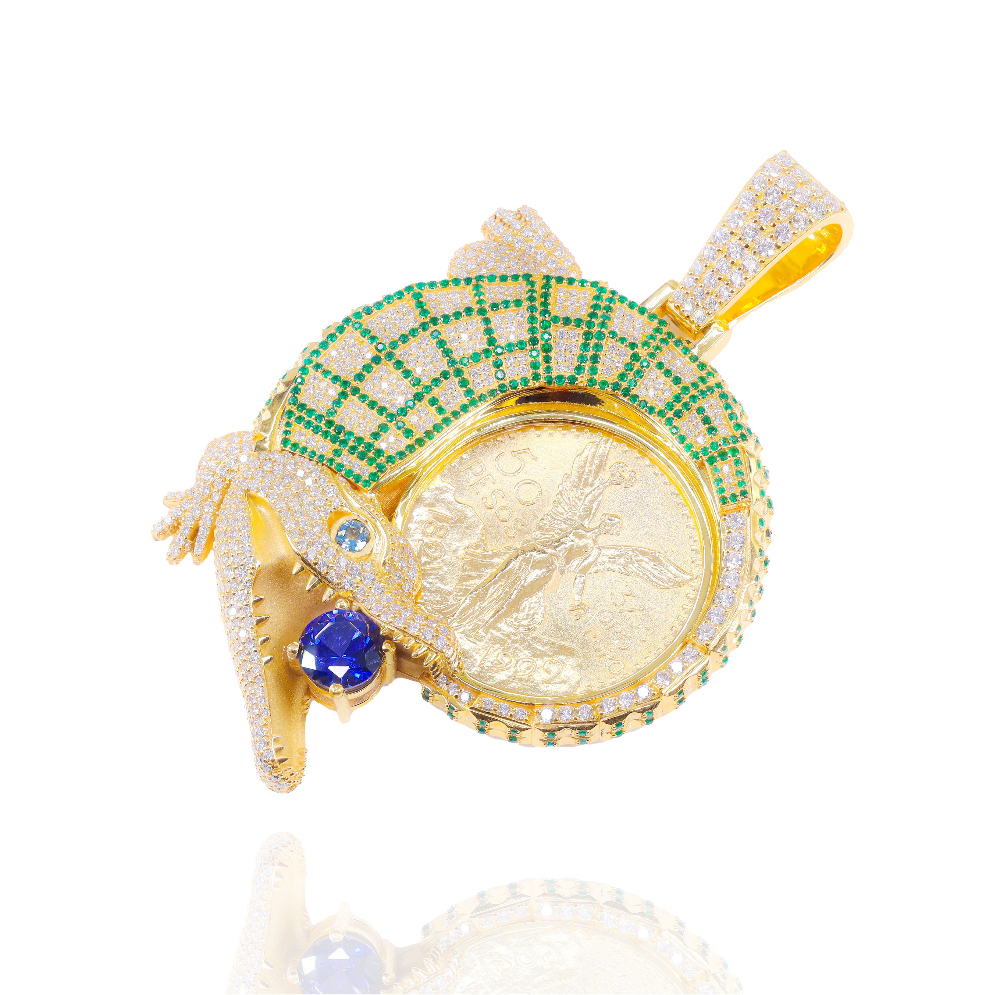 Custom Design Deposit - 3D Alligator/Crocodile Coin Bezel Diamond Pendant