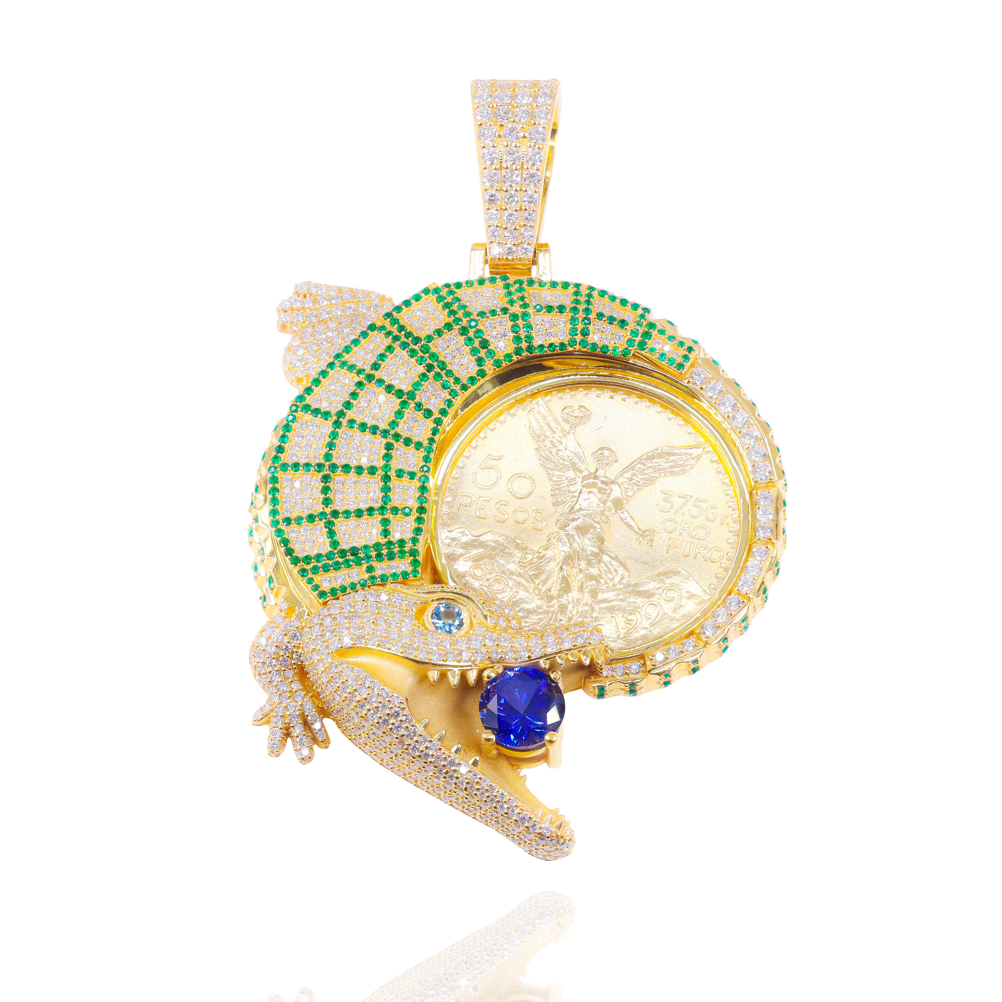 Custom Design Deposit - 3D Alligator/Crocodile Coin Bezel Diamond Pendant