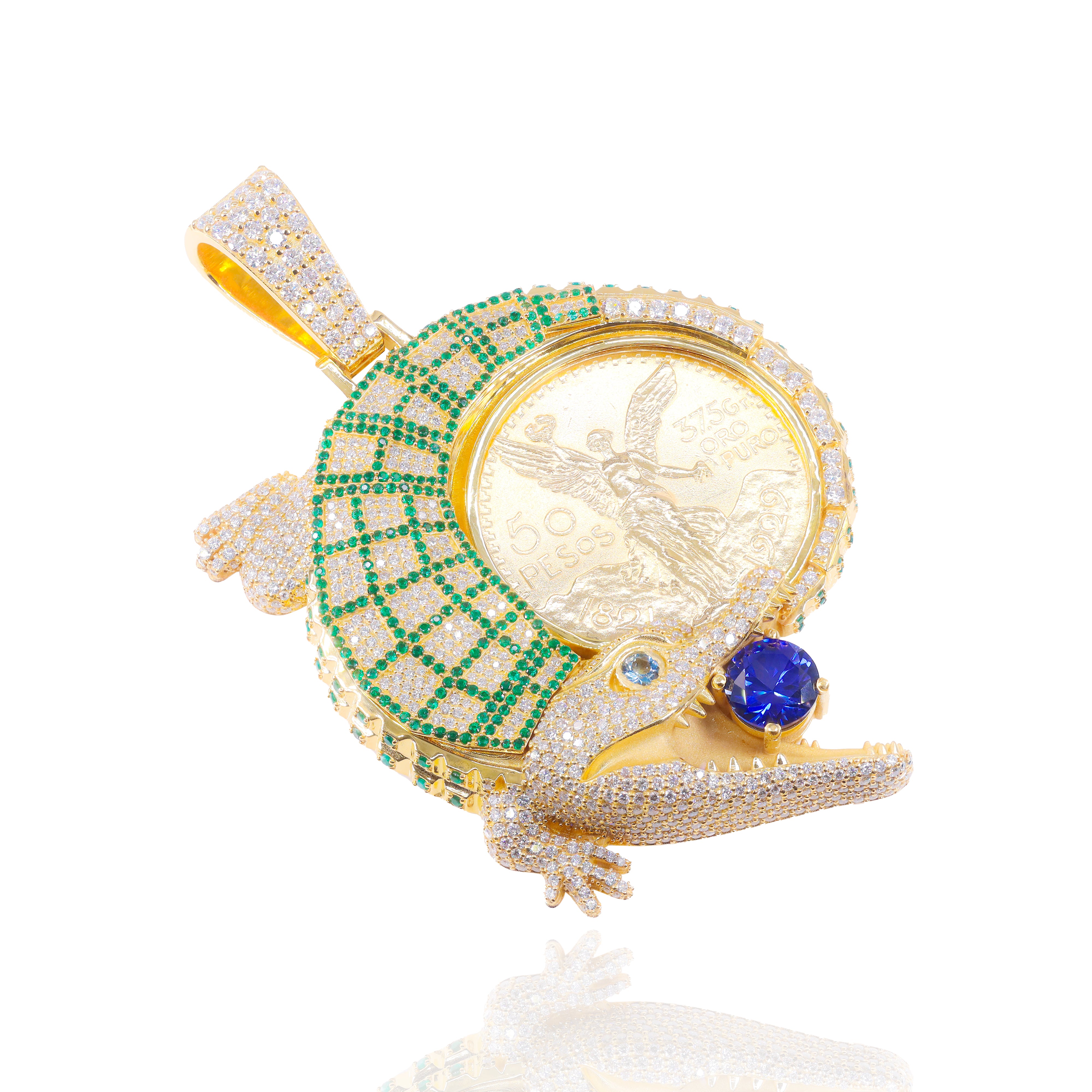 Custom Design Deposit - 3D Alligator/Crocodile Coin Bezel Diamond Pendant