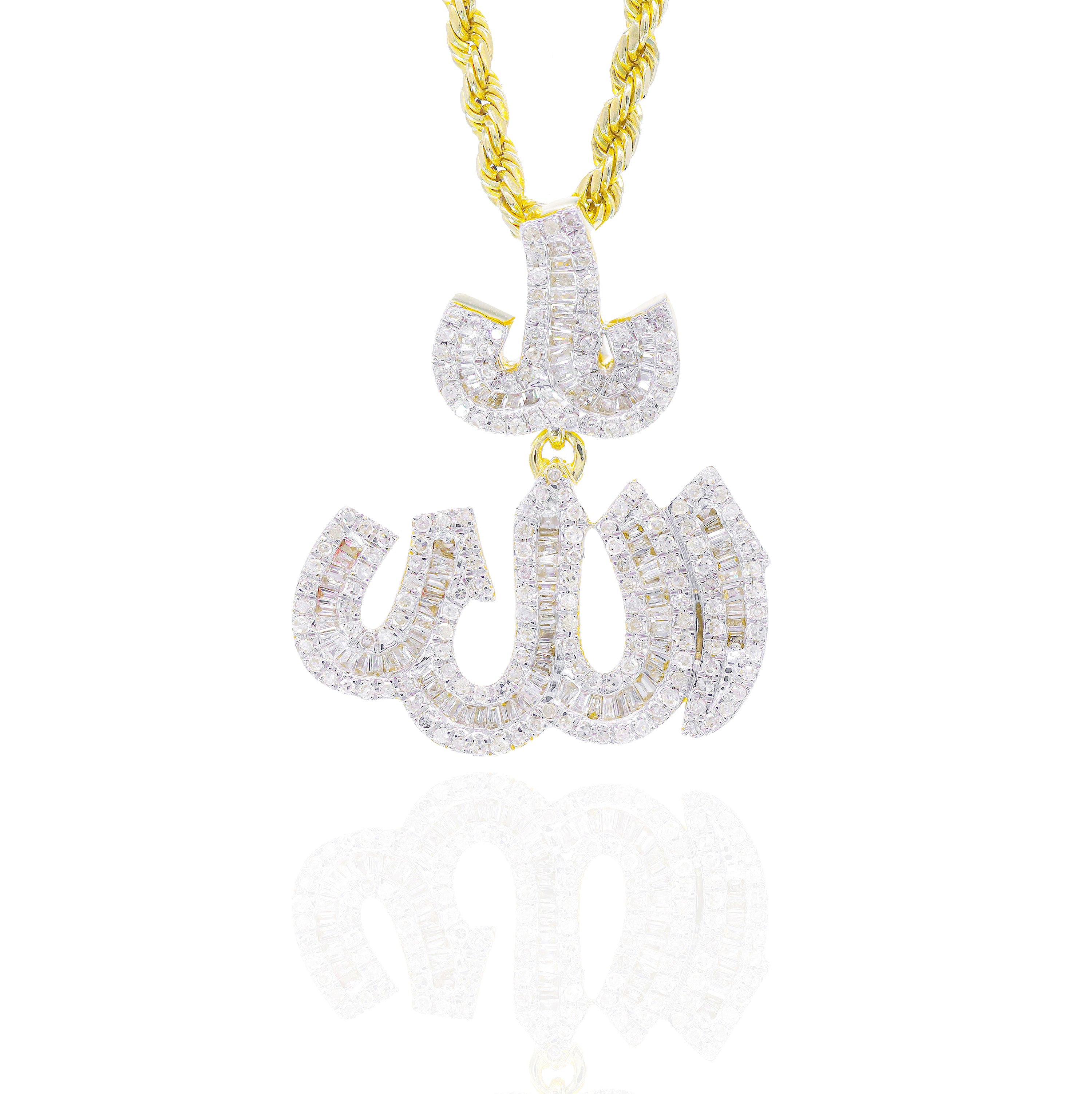 Baguette Allah Diamond Pendant