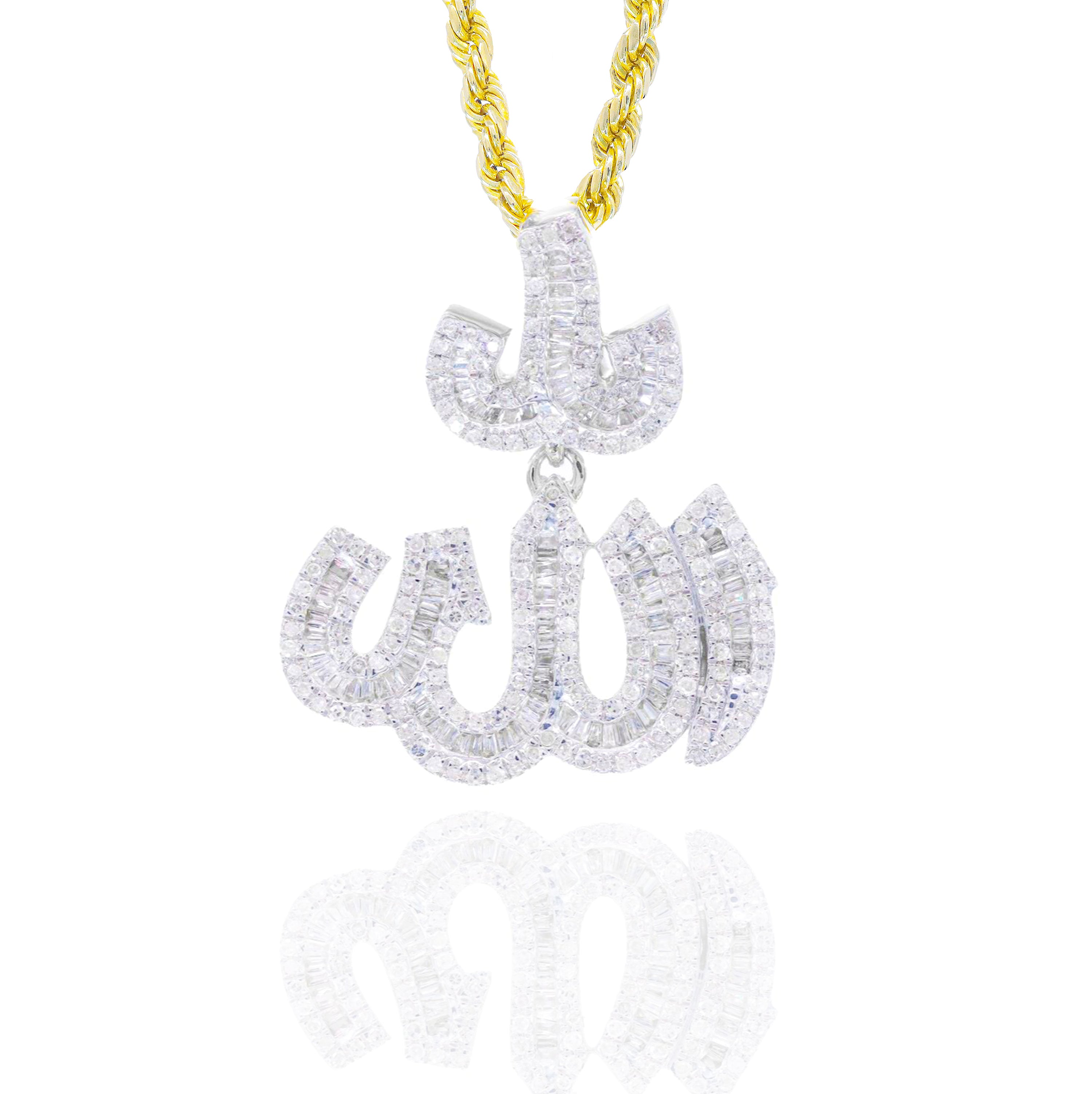 Baguette Allah Diamond Pendant
