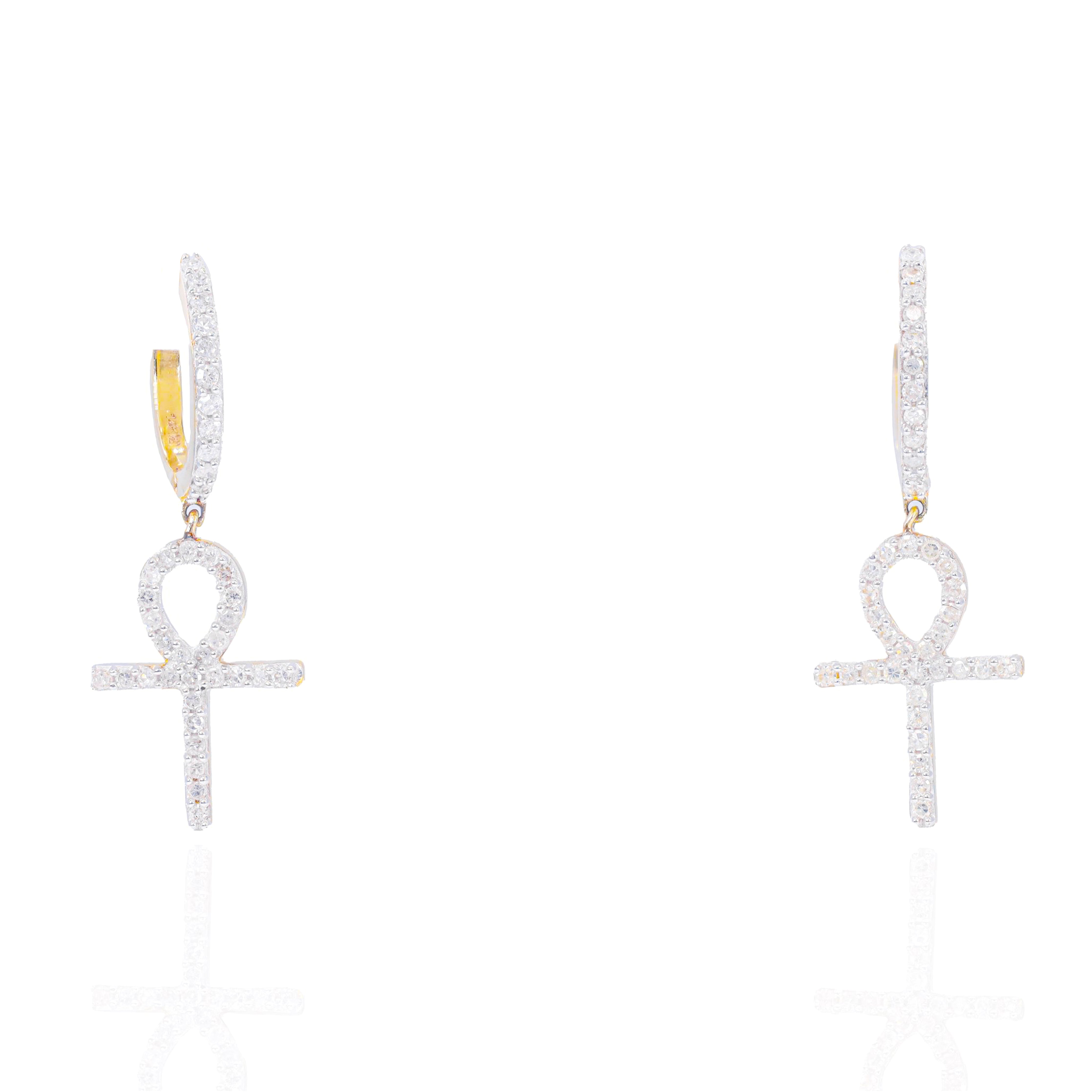 Hoop Ankh Diamond Earrings