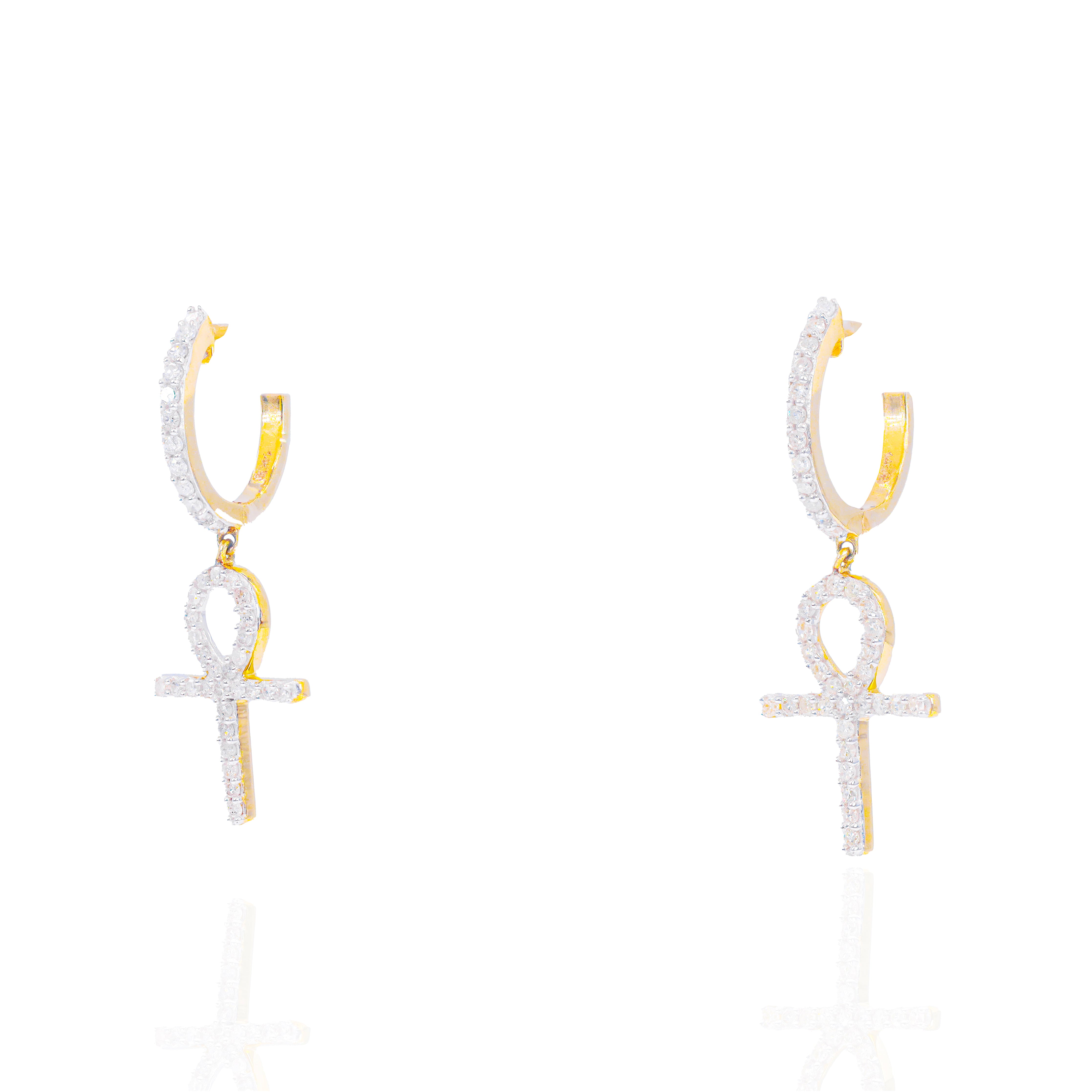 Hoop Ankh Diamond Earrings