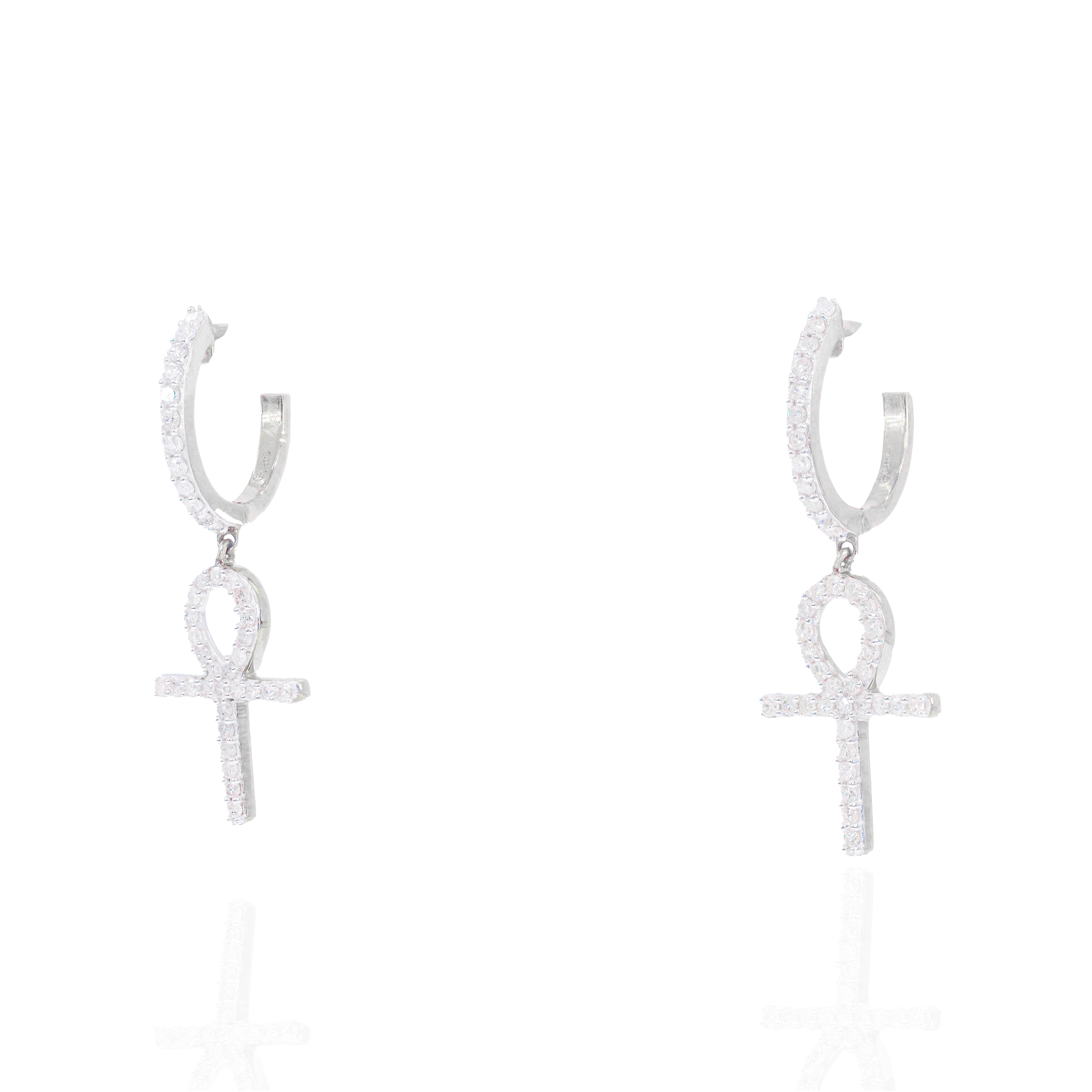 Hoop Ankh Diamond Earrings