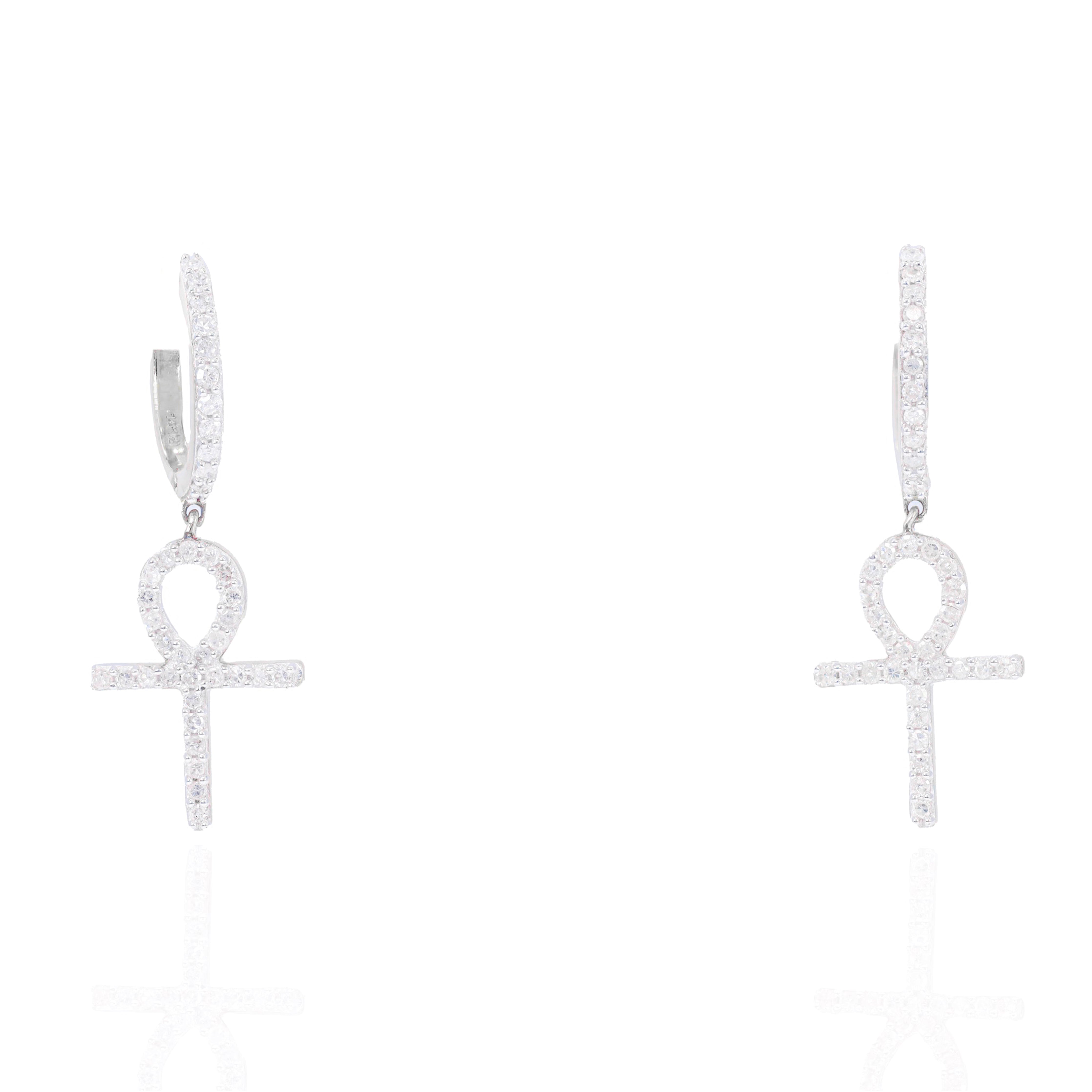 Hoop Ankh Diamond Earrings