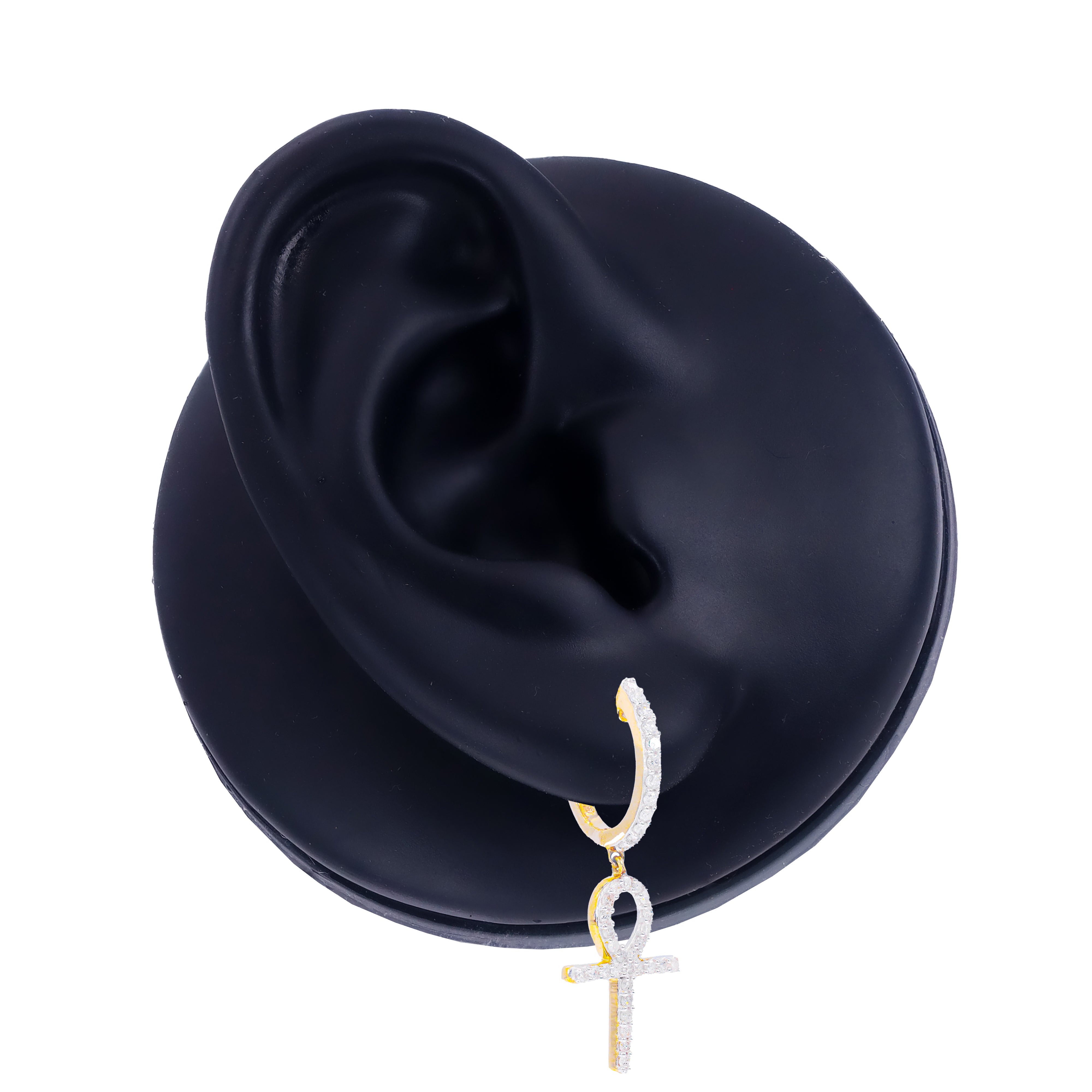 Hoop Ankh Diamond Earrings