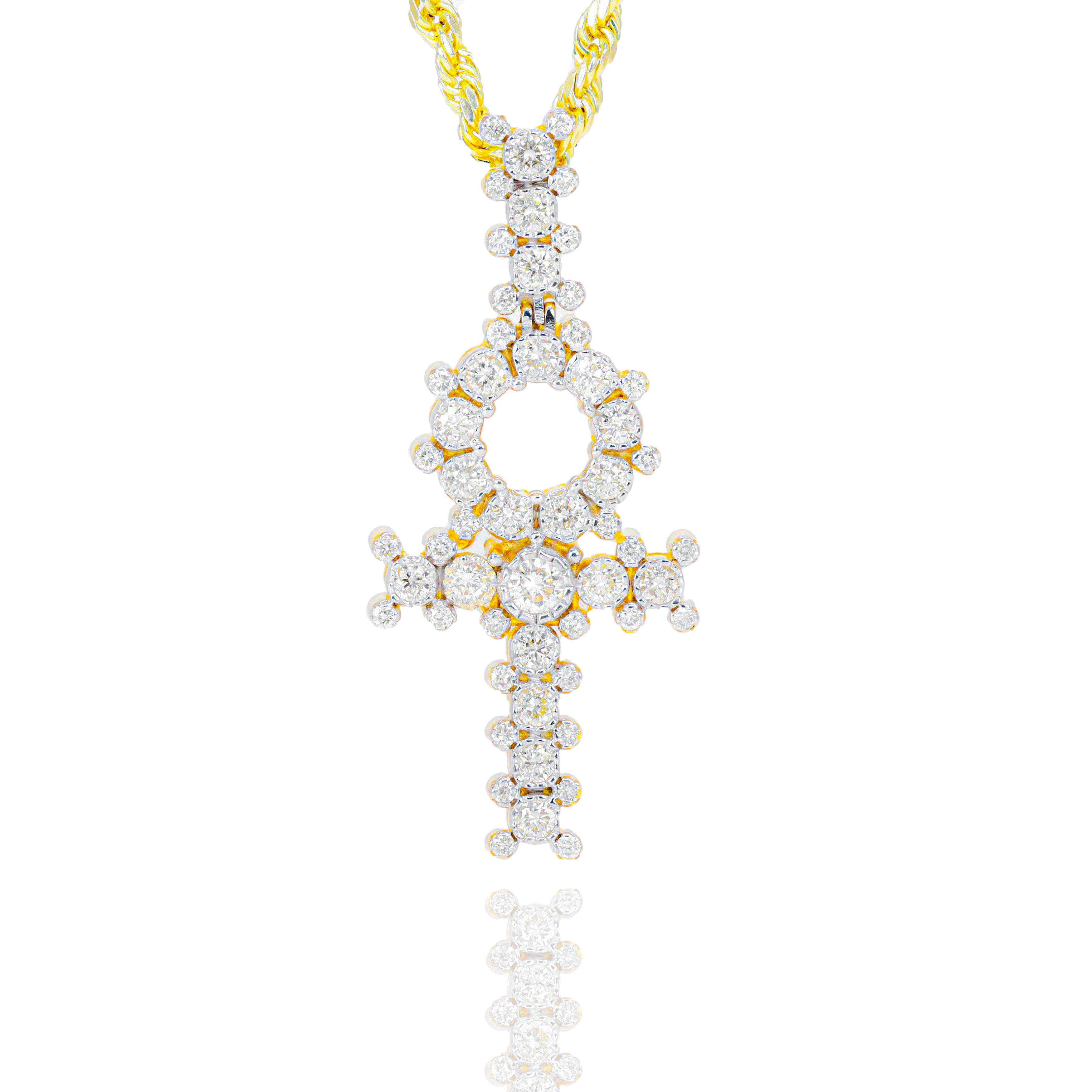 Bezel Ankh Diamond Pendant