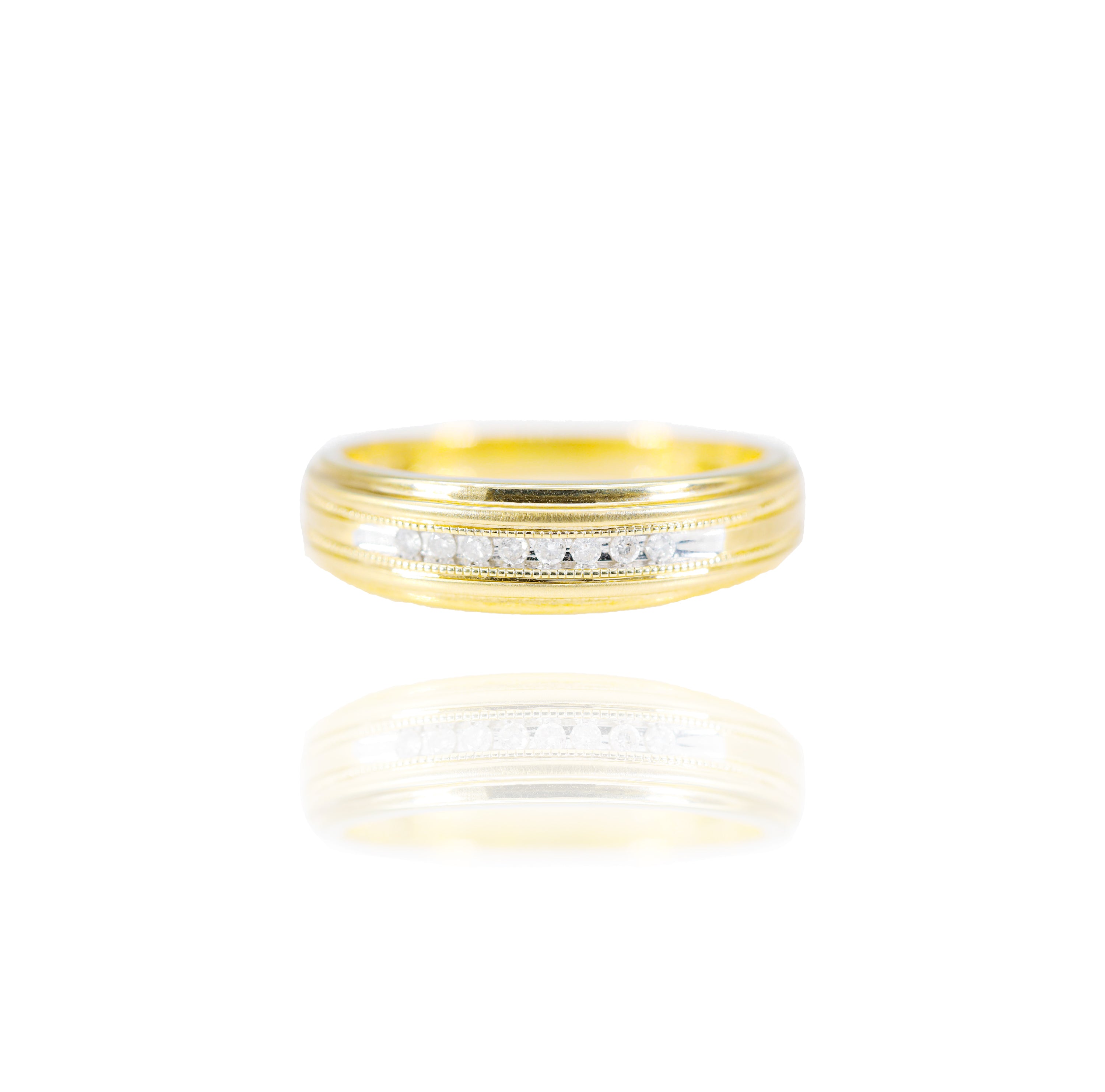 One Row Diamond Gold Ring Band