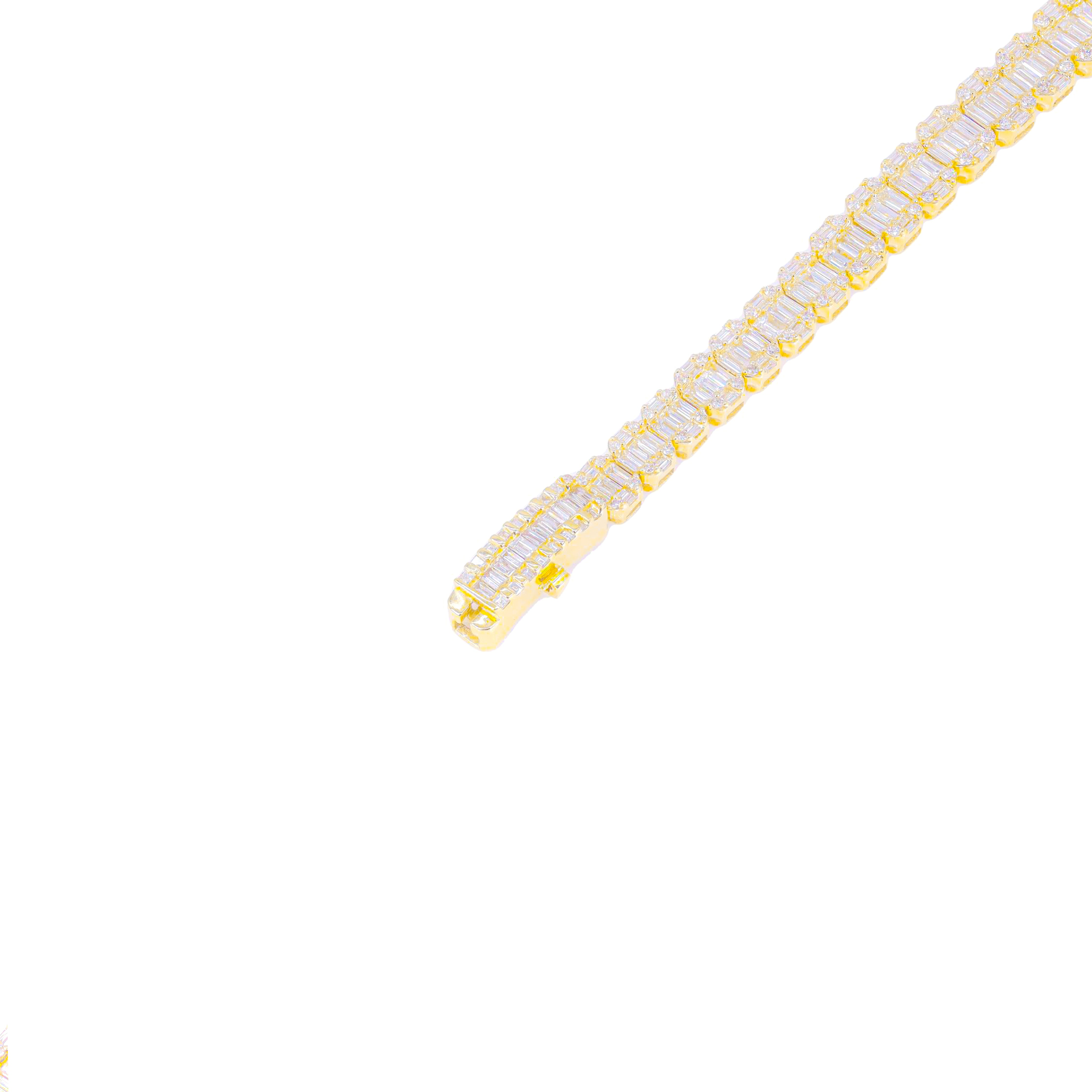 Graduating Baguette & Round Diamond Bracelet w/ Extended Lock