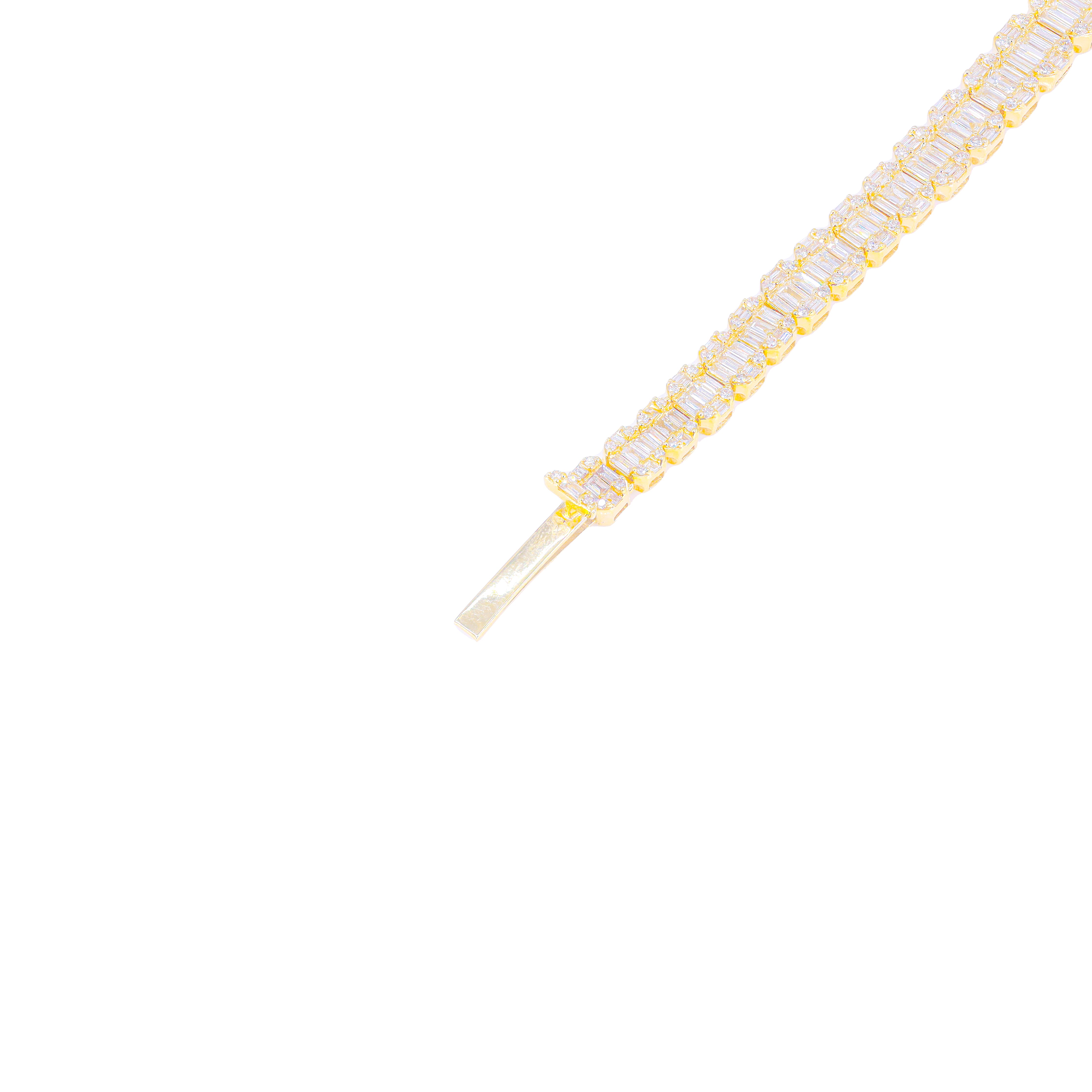 Graduating Baguette & Round Diamond Bracelet w/ Extended Lock