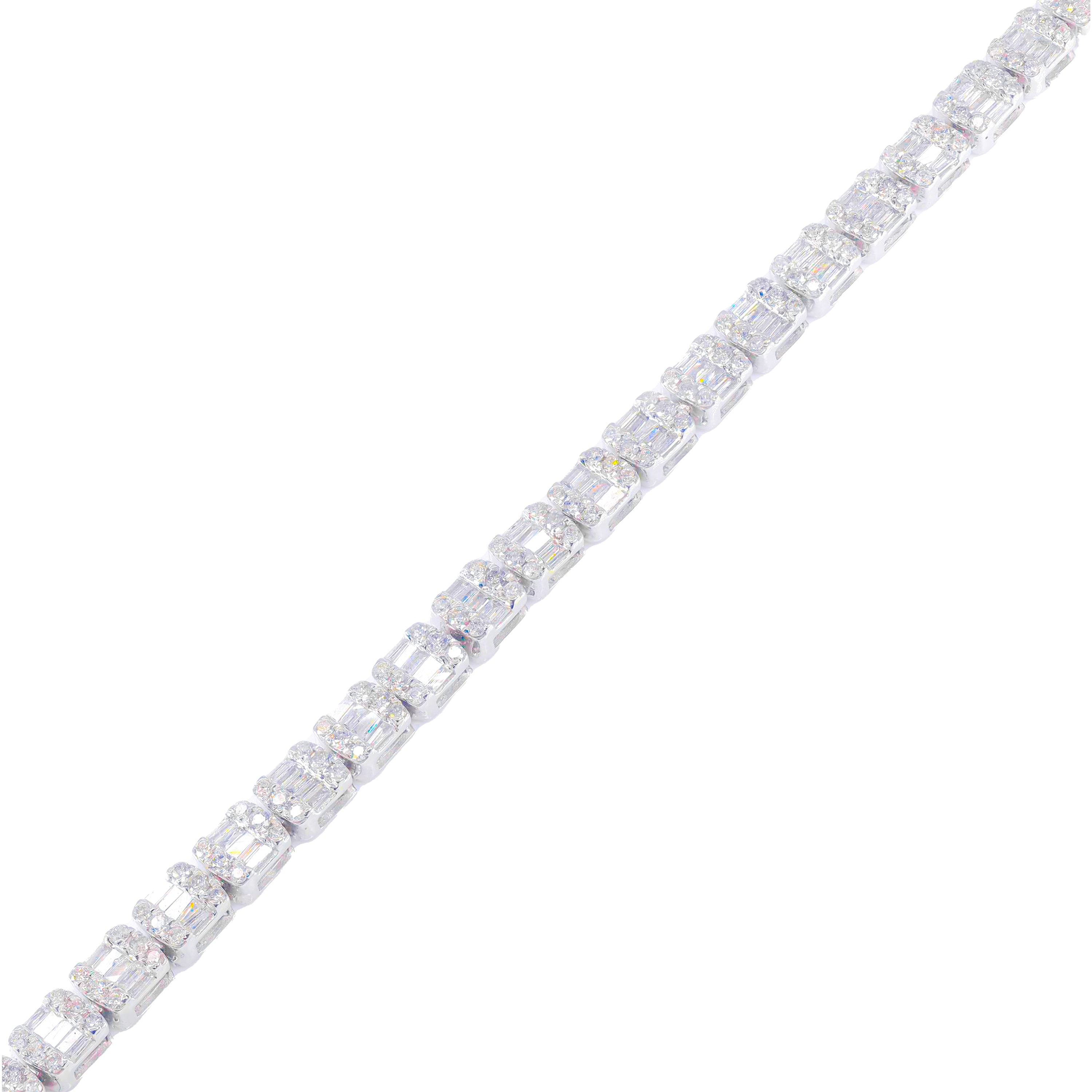 Square Shaped Baguette & Round Diamond Bracelet