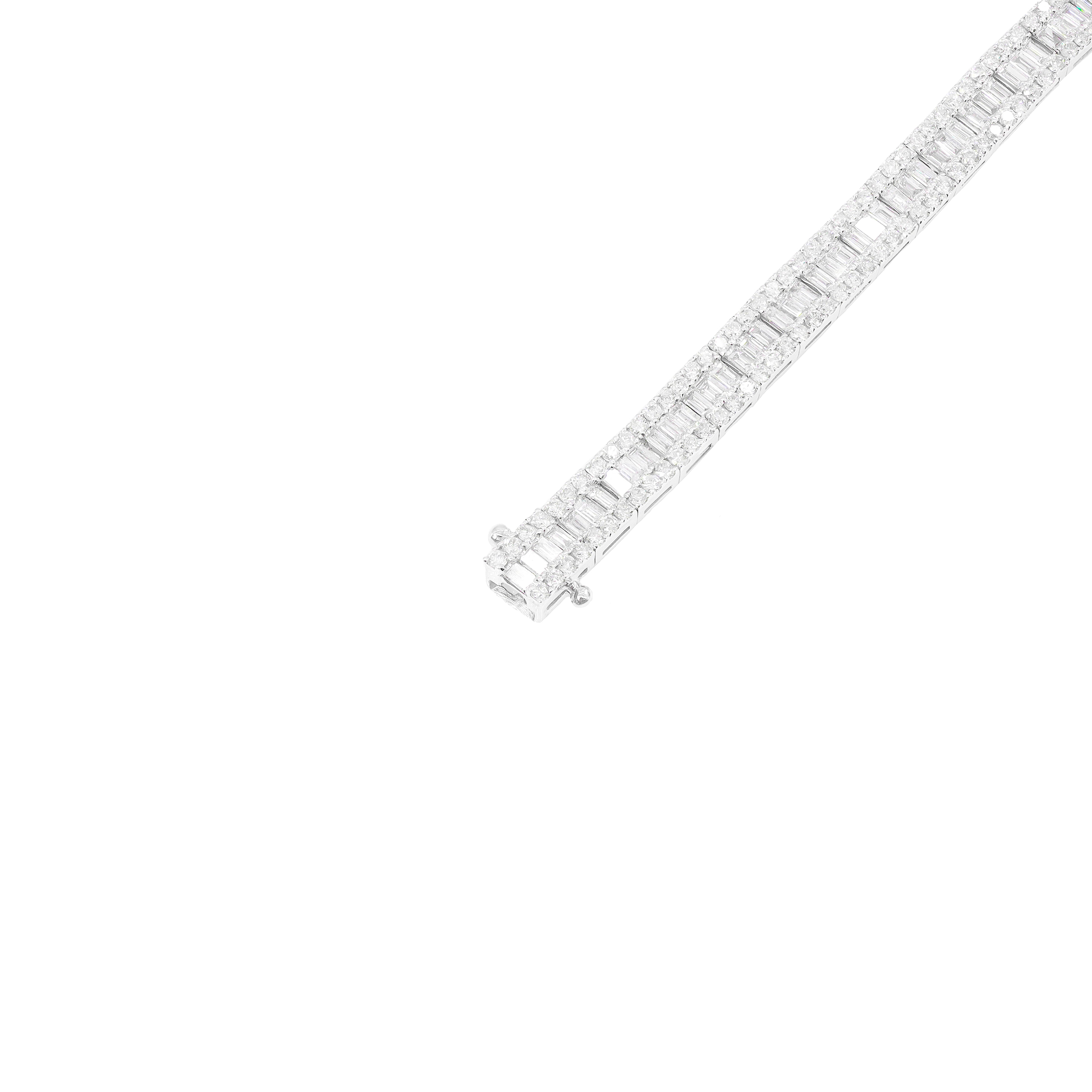 Baguette & Round Diamond Square Link Bracelet
