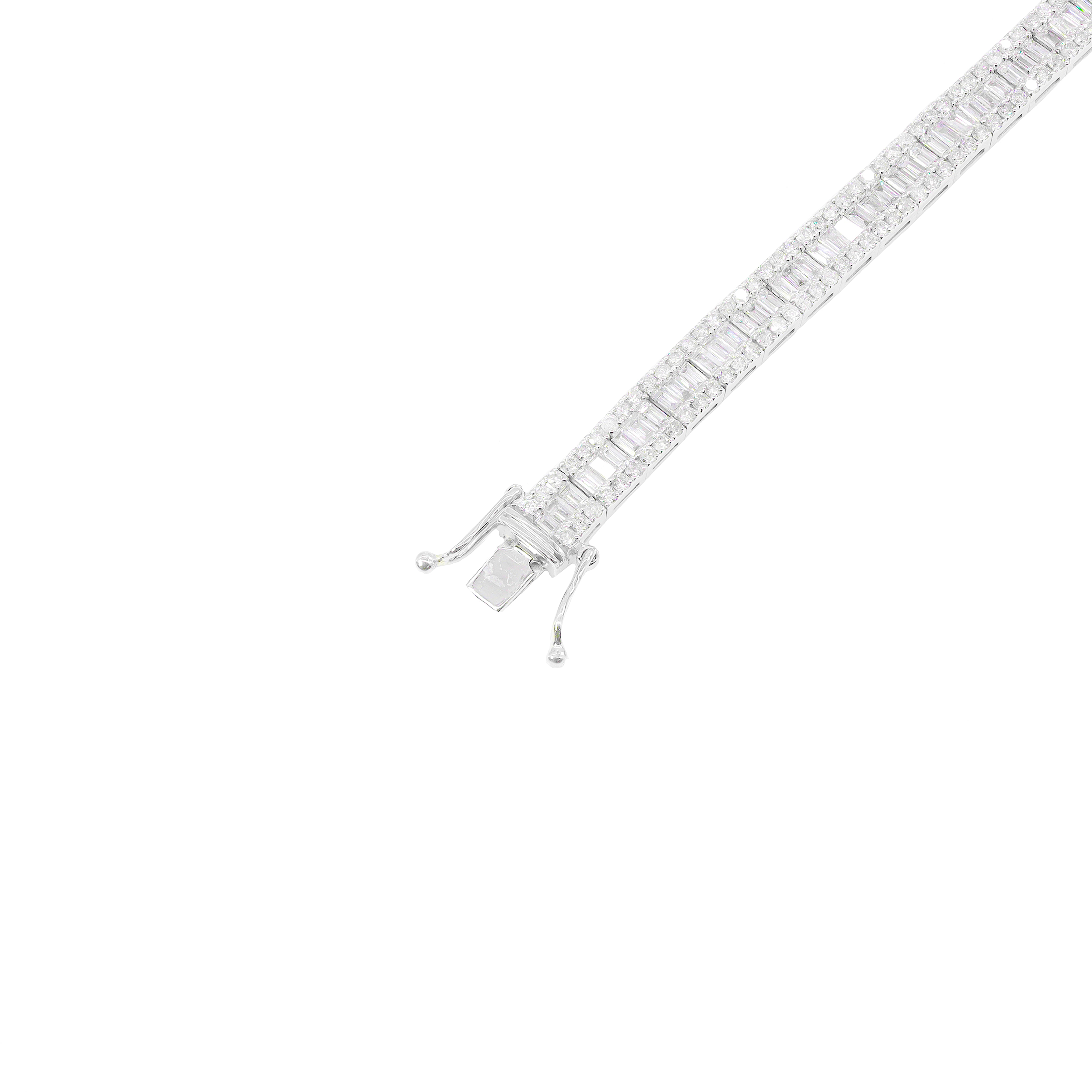 Baguette & Round Diamond Square Link Bracelet