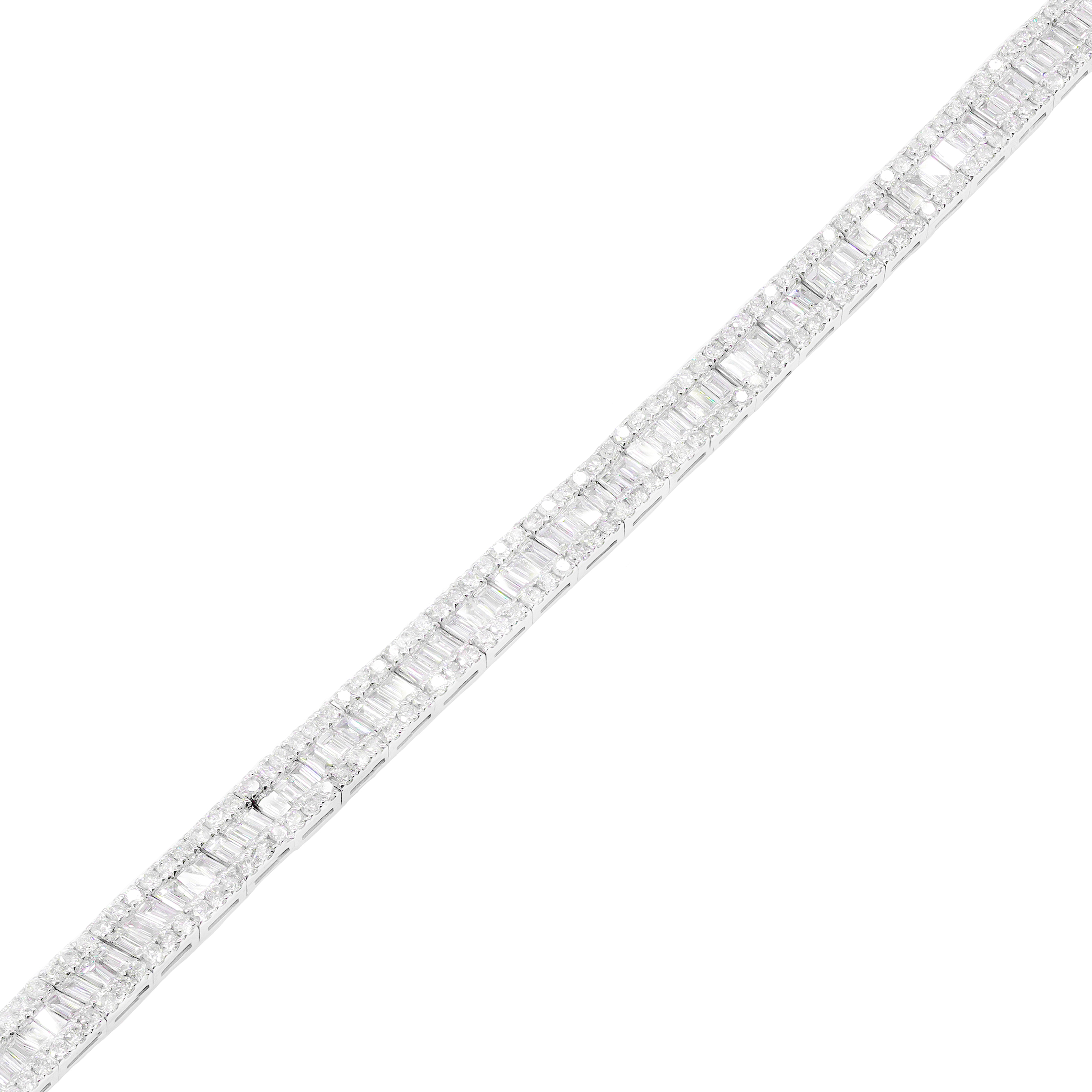Baguette & Round Diamond Square Link Bracelet