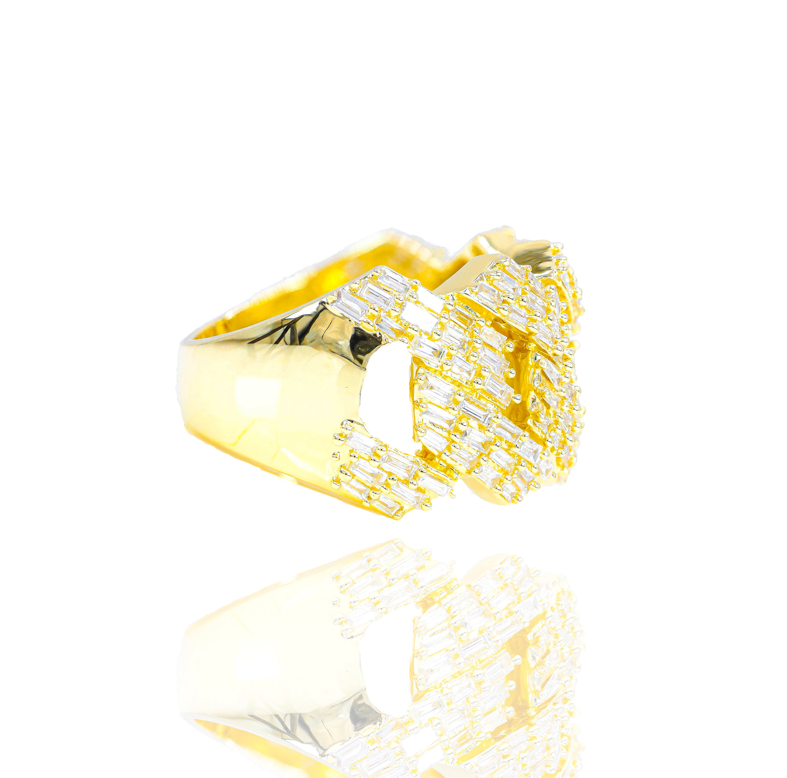 Baguette Diamond Cuban Ring