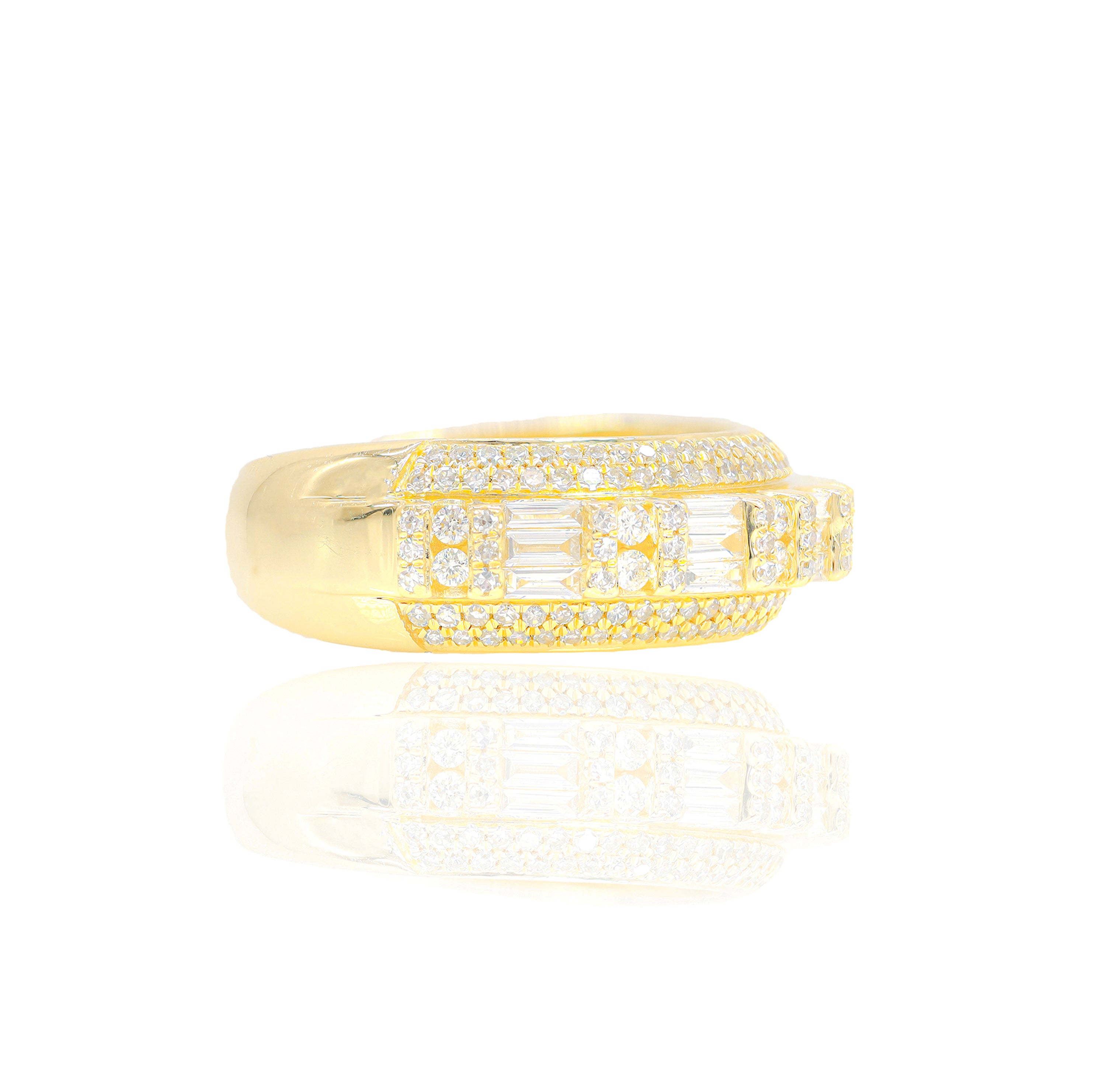 Baguette Center & Round Diamond Ring Band