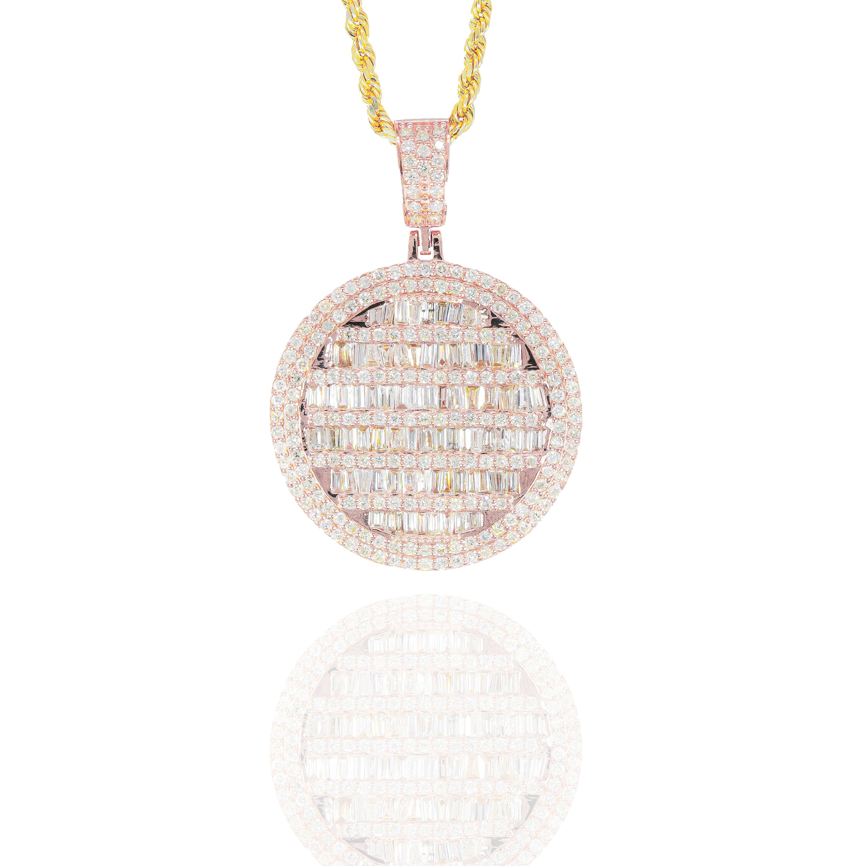 Baguette Circle Tag Pendant (Large)