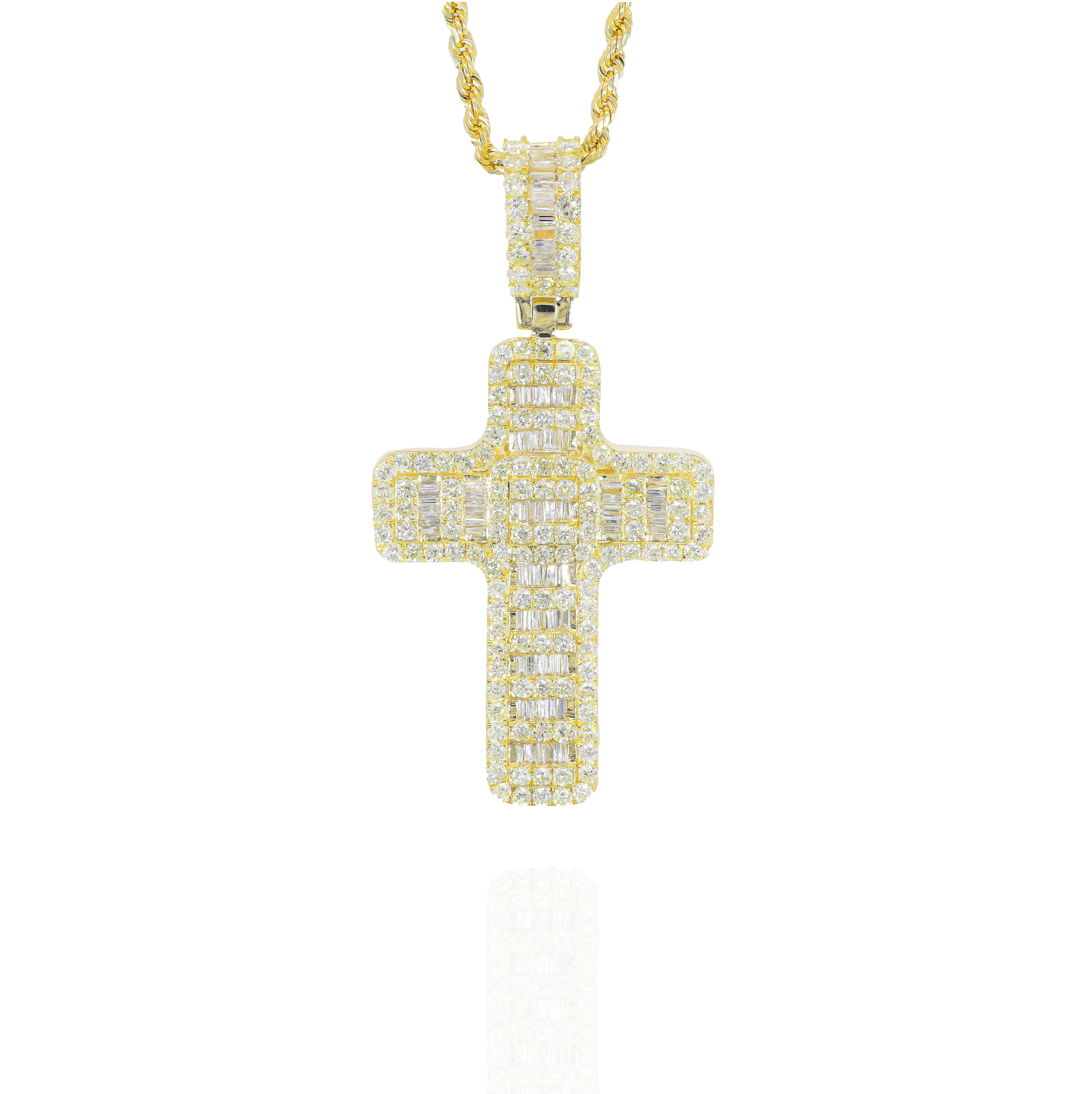 Baguette Cluster Diamond Cross Pendant