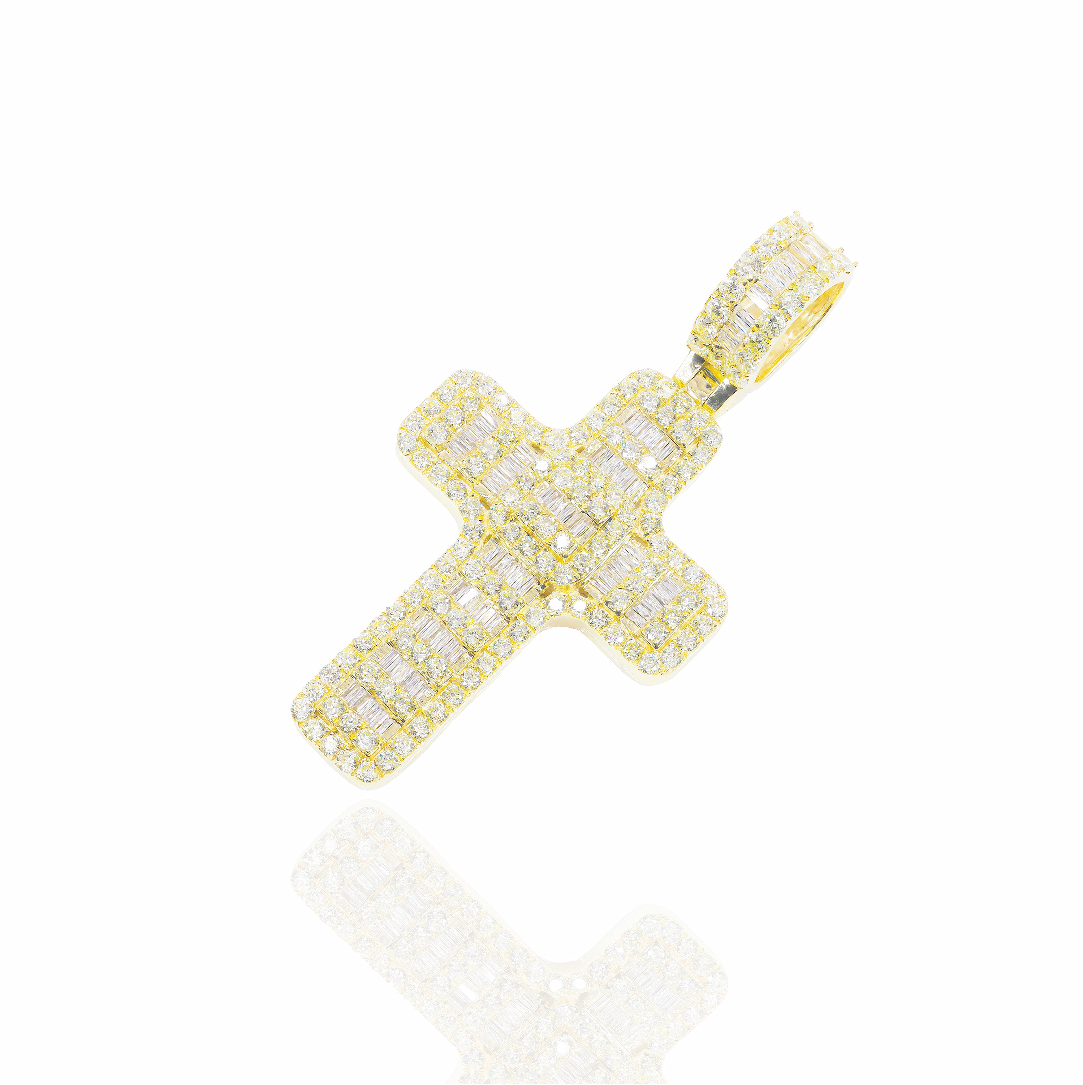 Baguette Cluster Diamond Cross Pendant