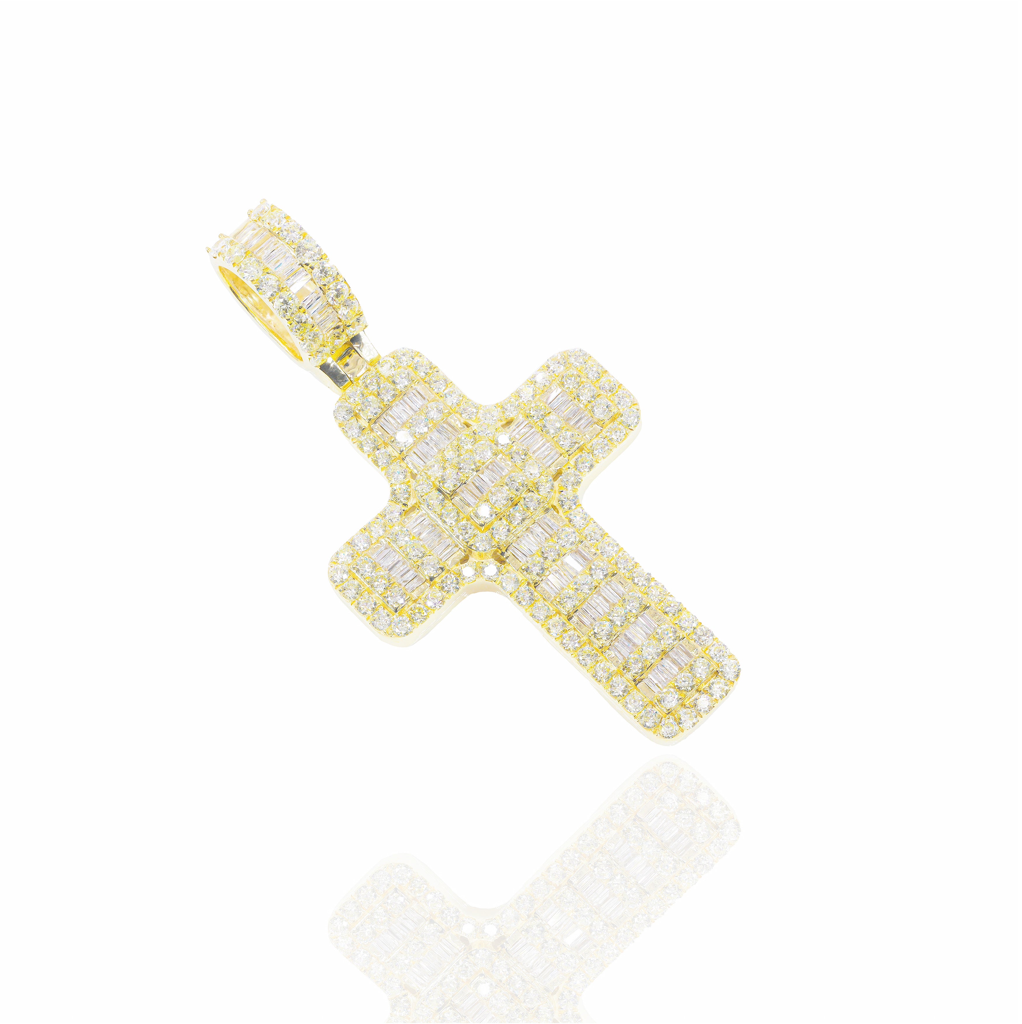 Baguette Cluster Diamond Cross Pendant