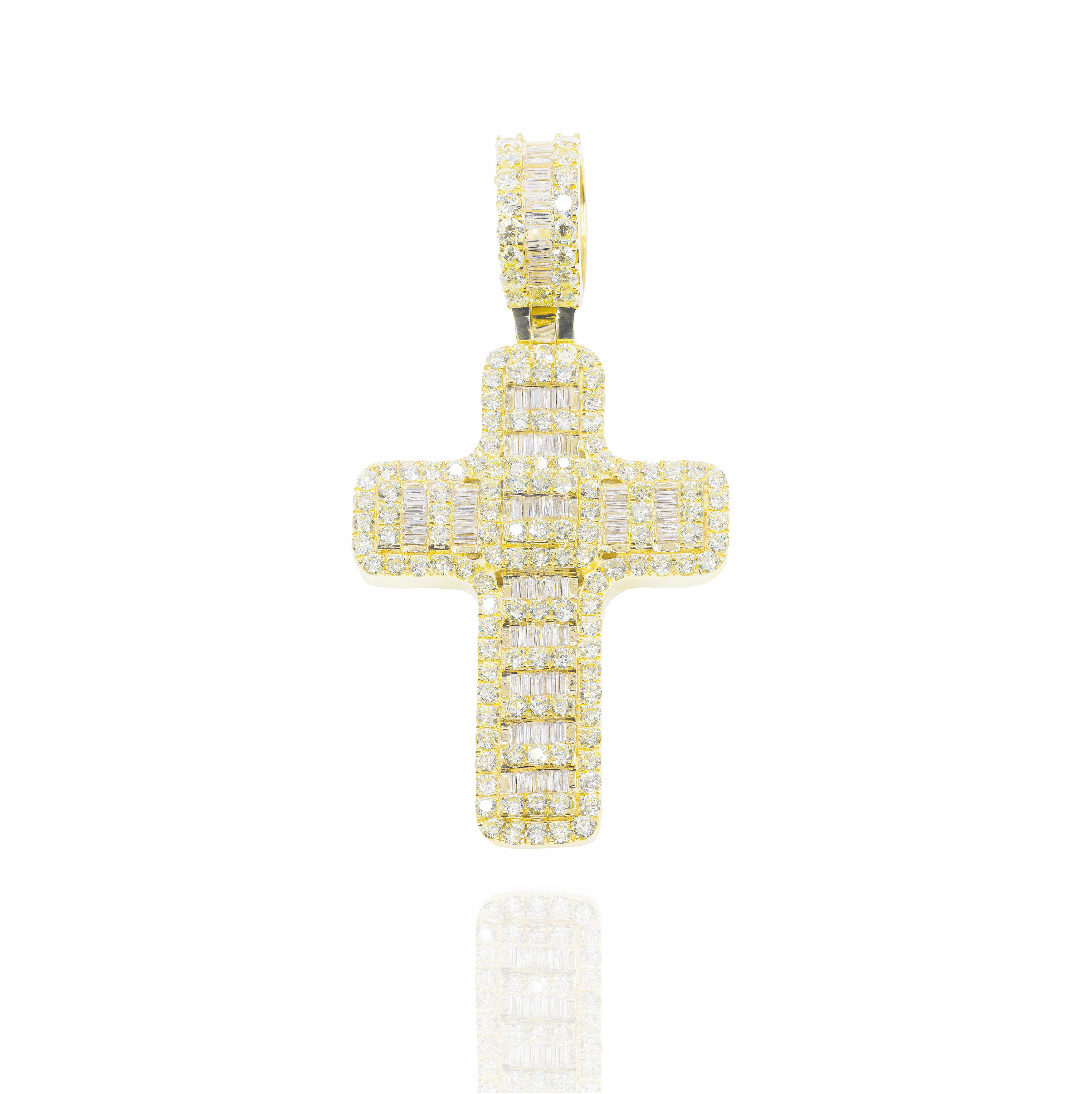 Baguette Cluster Diamond Cross Pendant