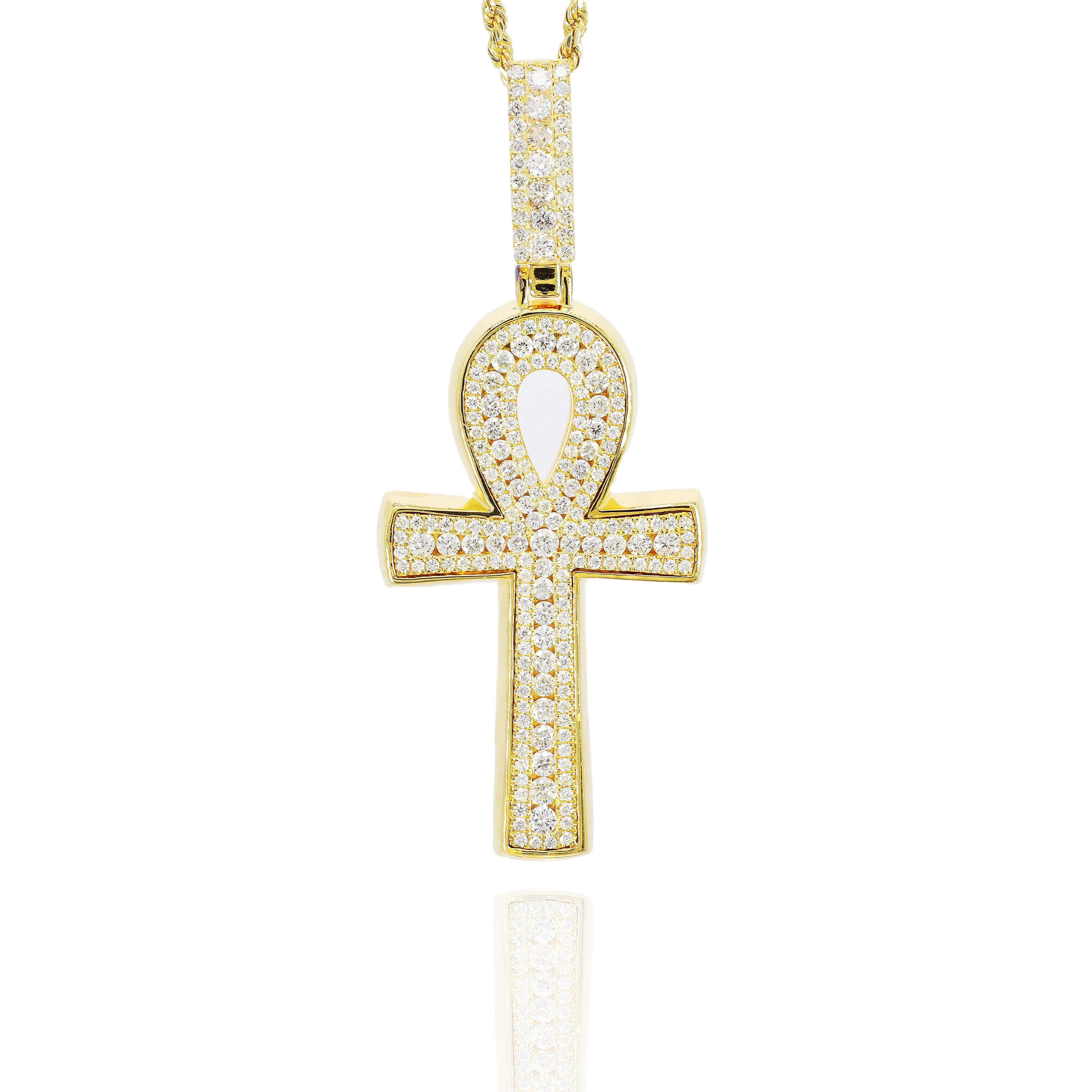 Big Pointer Center Ankh Diamond Pendant