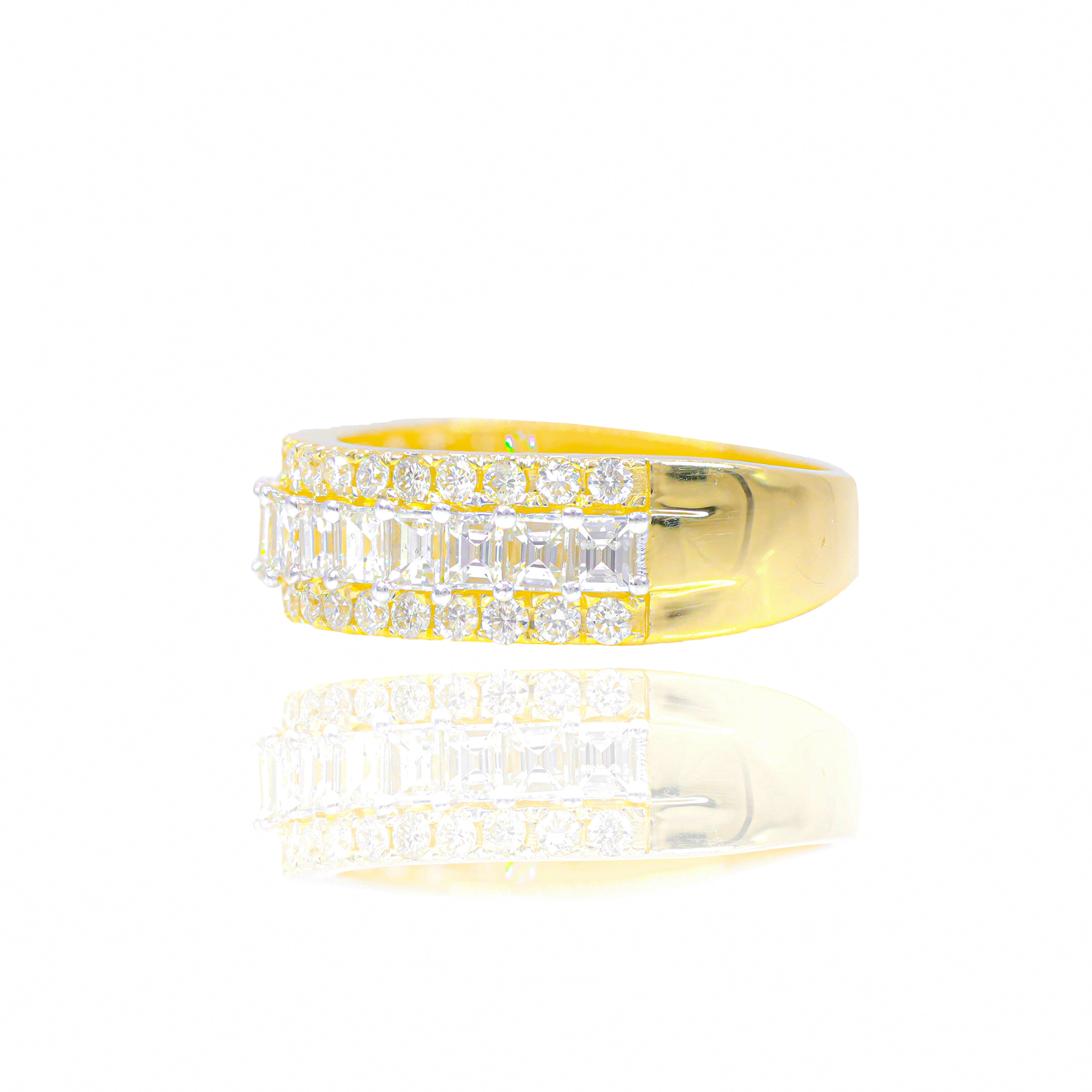 One Row Emerald Cut Diamond Band