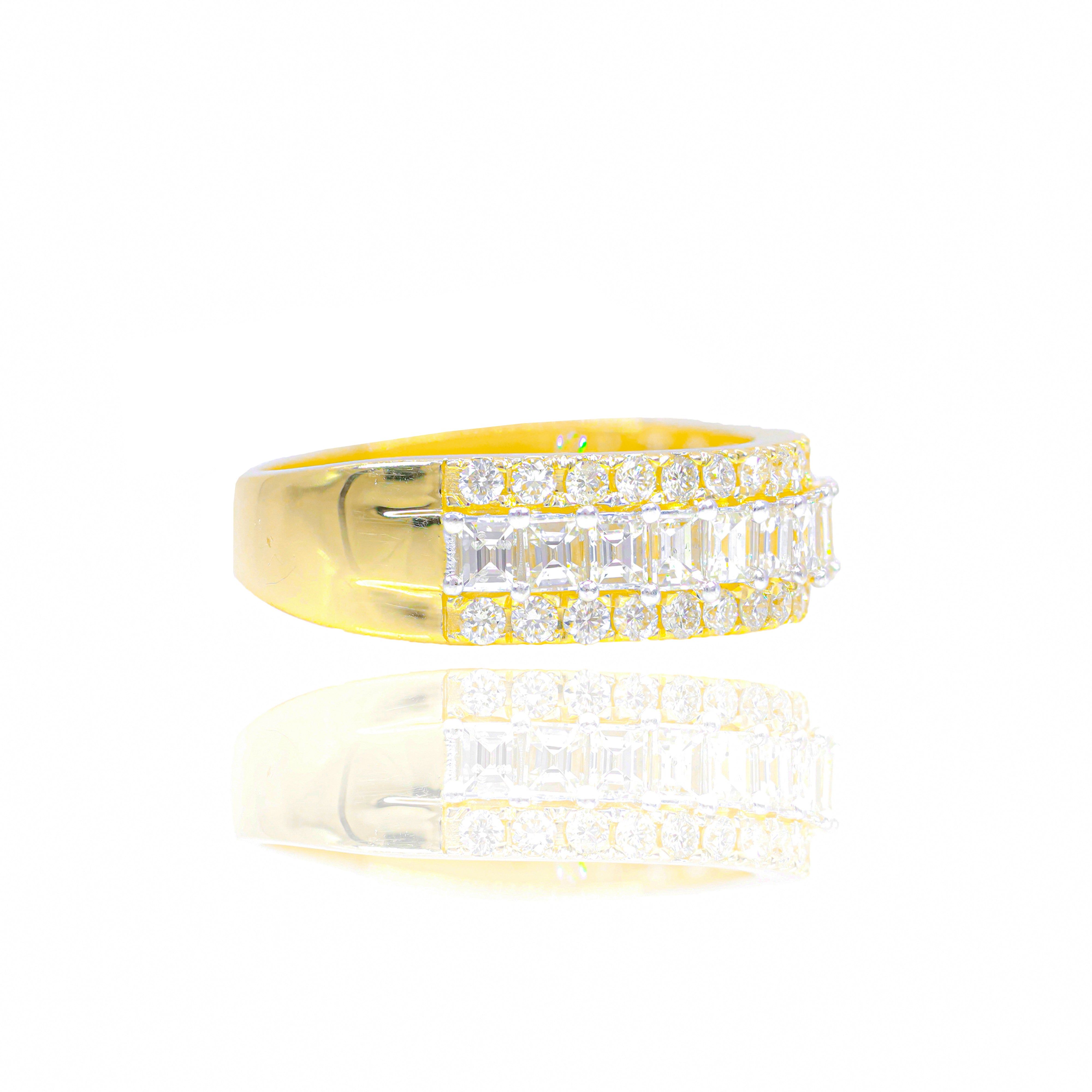 One Row Emerald Cut Diamond Band