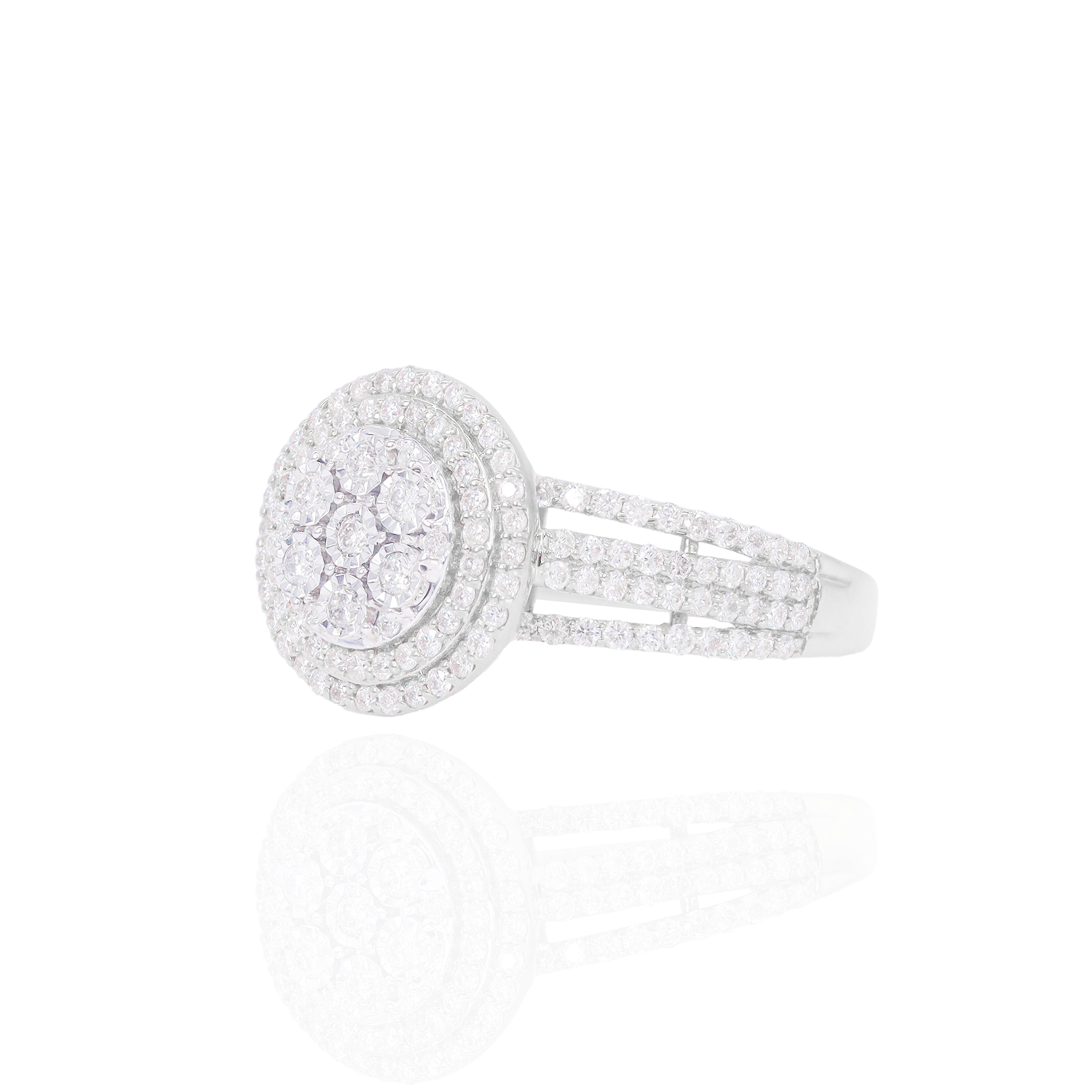 Round Shape with Double Halo Diamond Engagement Ring