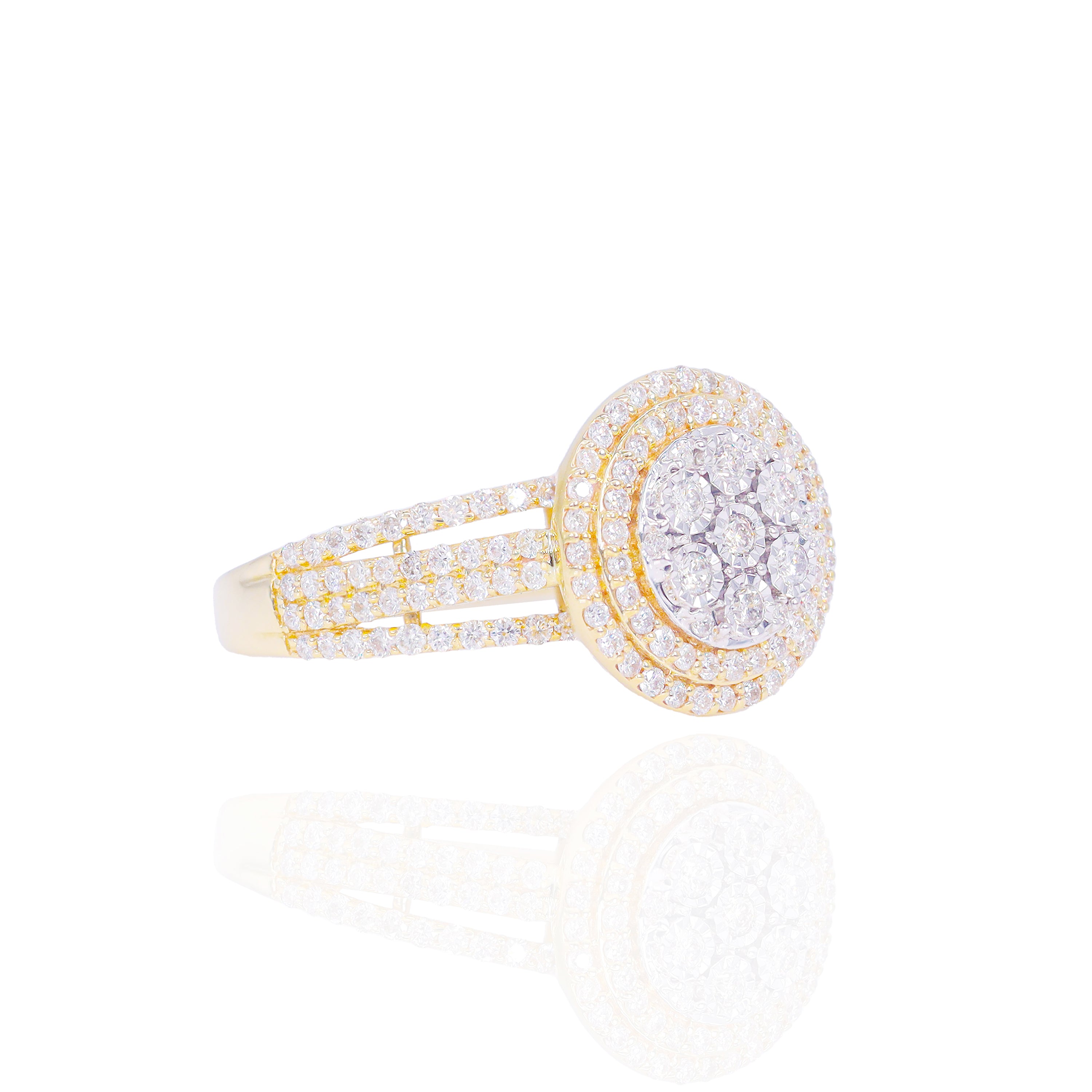 Round Shape with Double Halo Diamond Engagement Ring