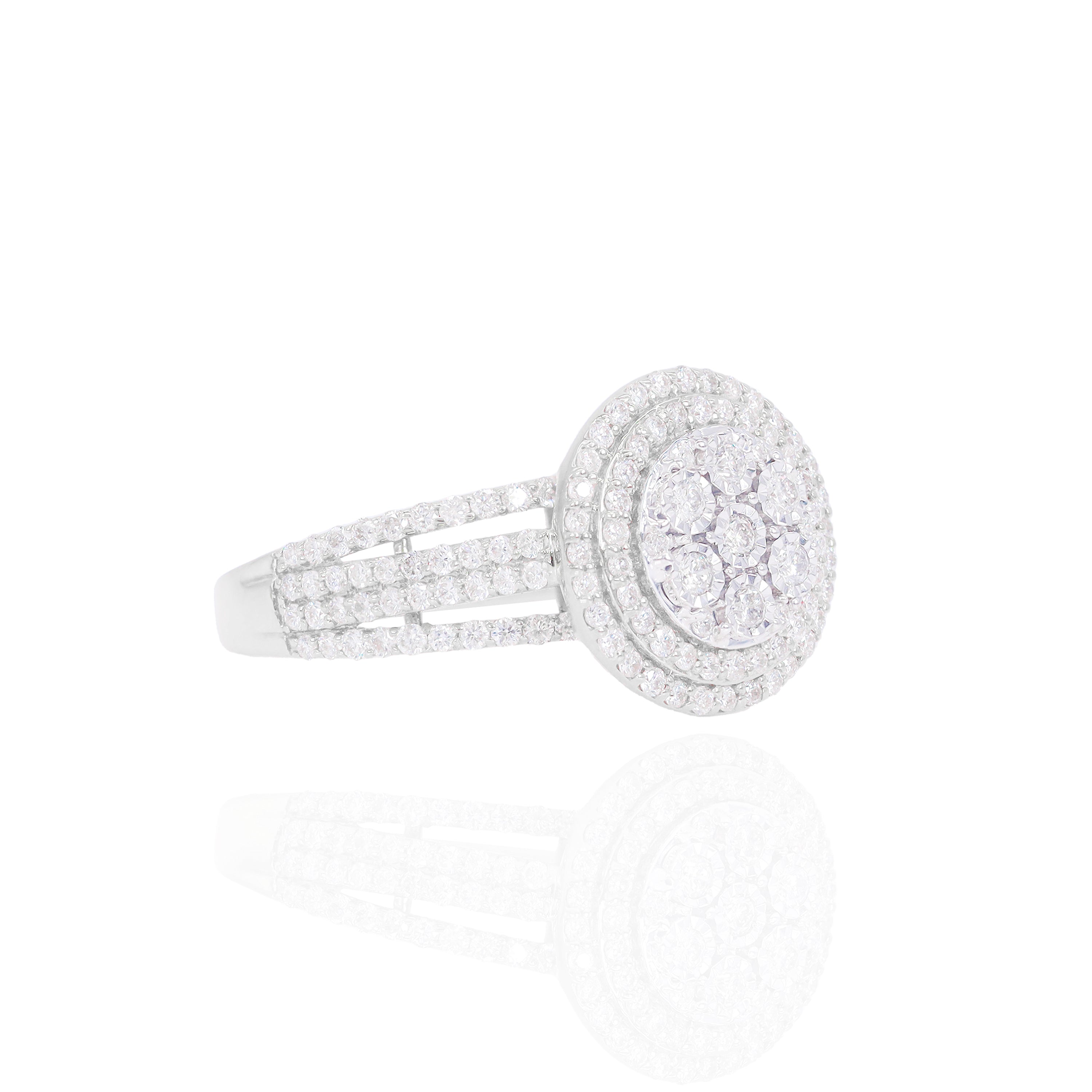 Round Shape with Double Halo Diamond Engagement Ring