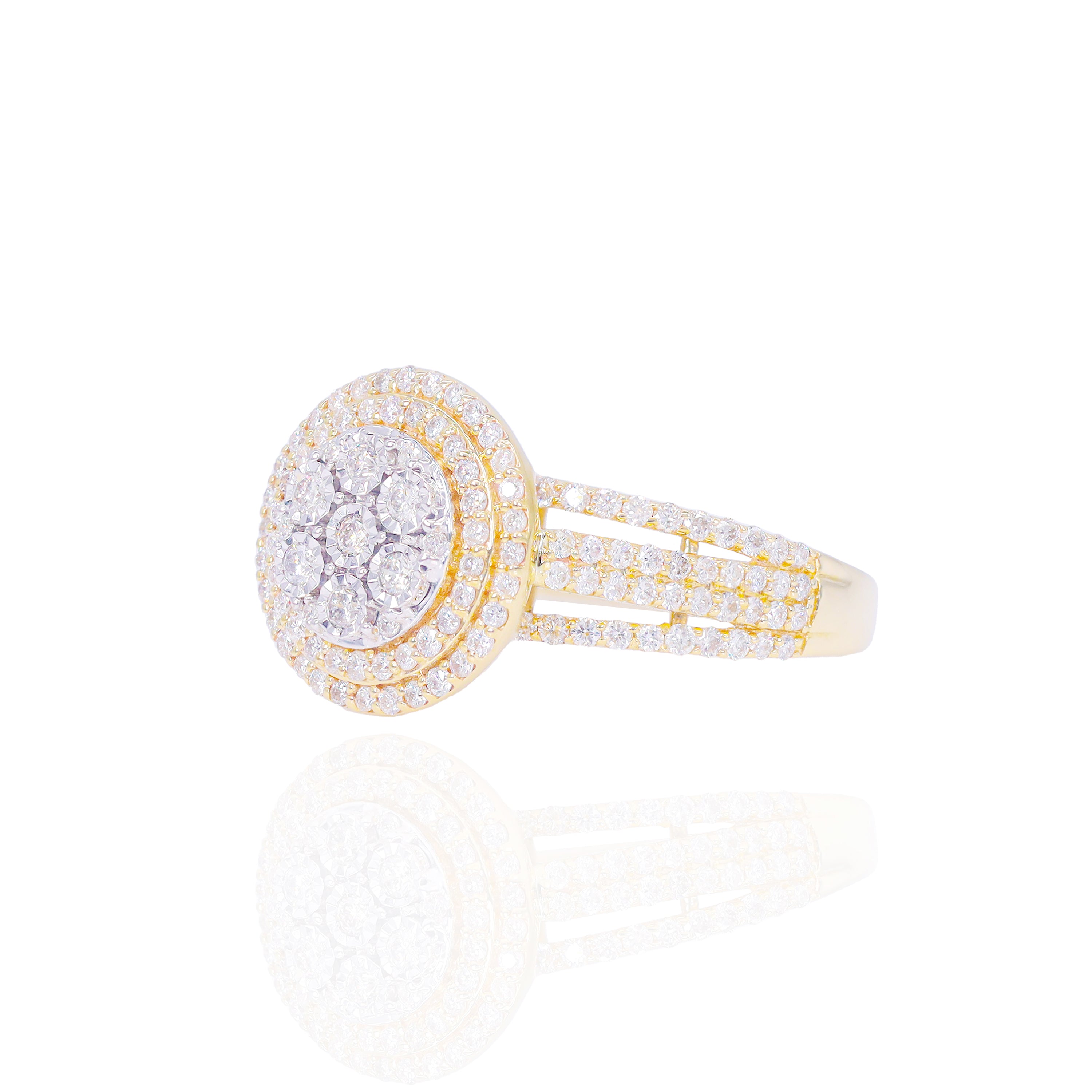 Round Shape with Double Halo Diamond Engagement Ring