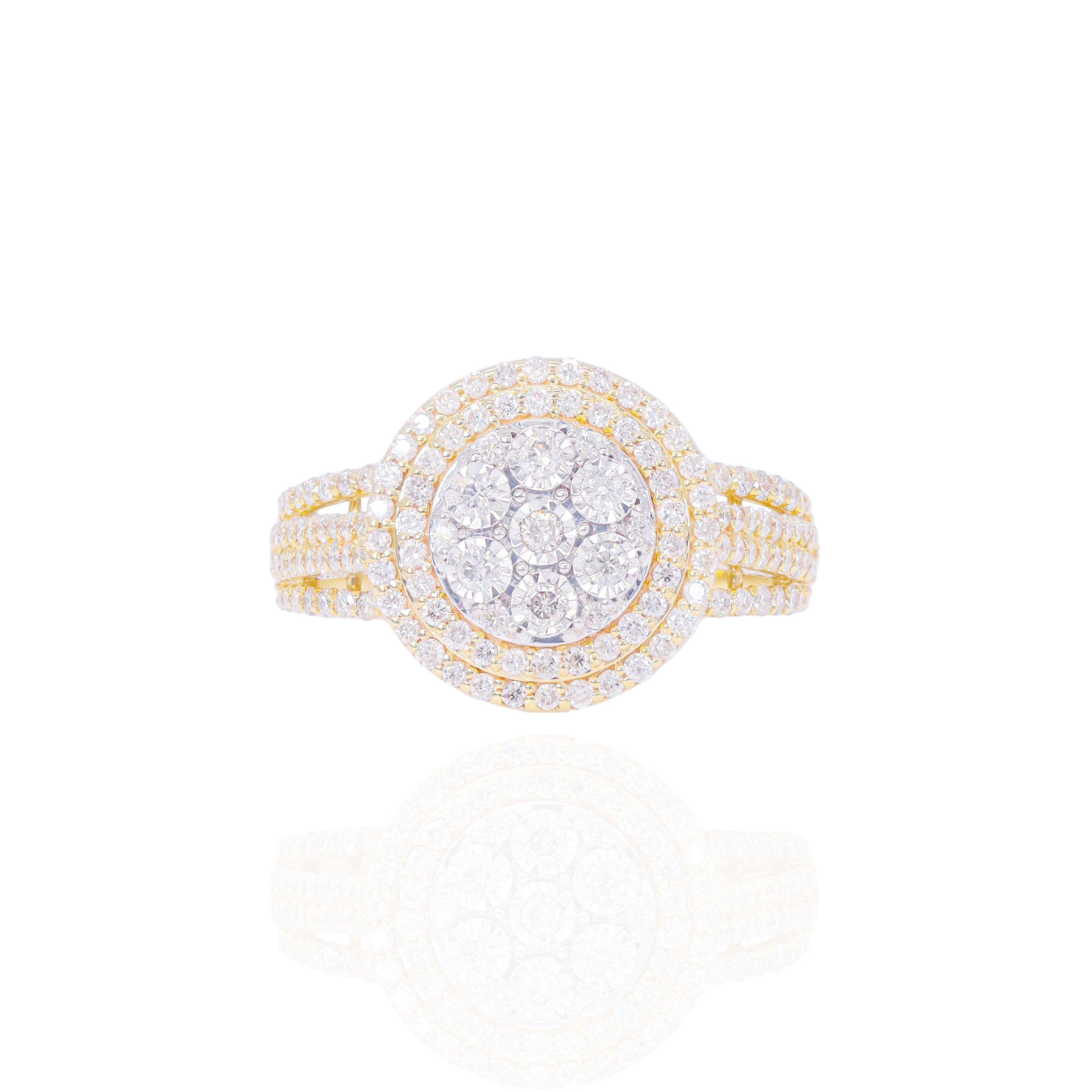Round Shape with Double Halo Diamond Engagement Ring