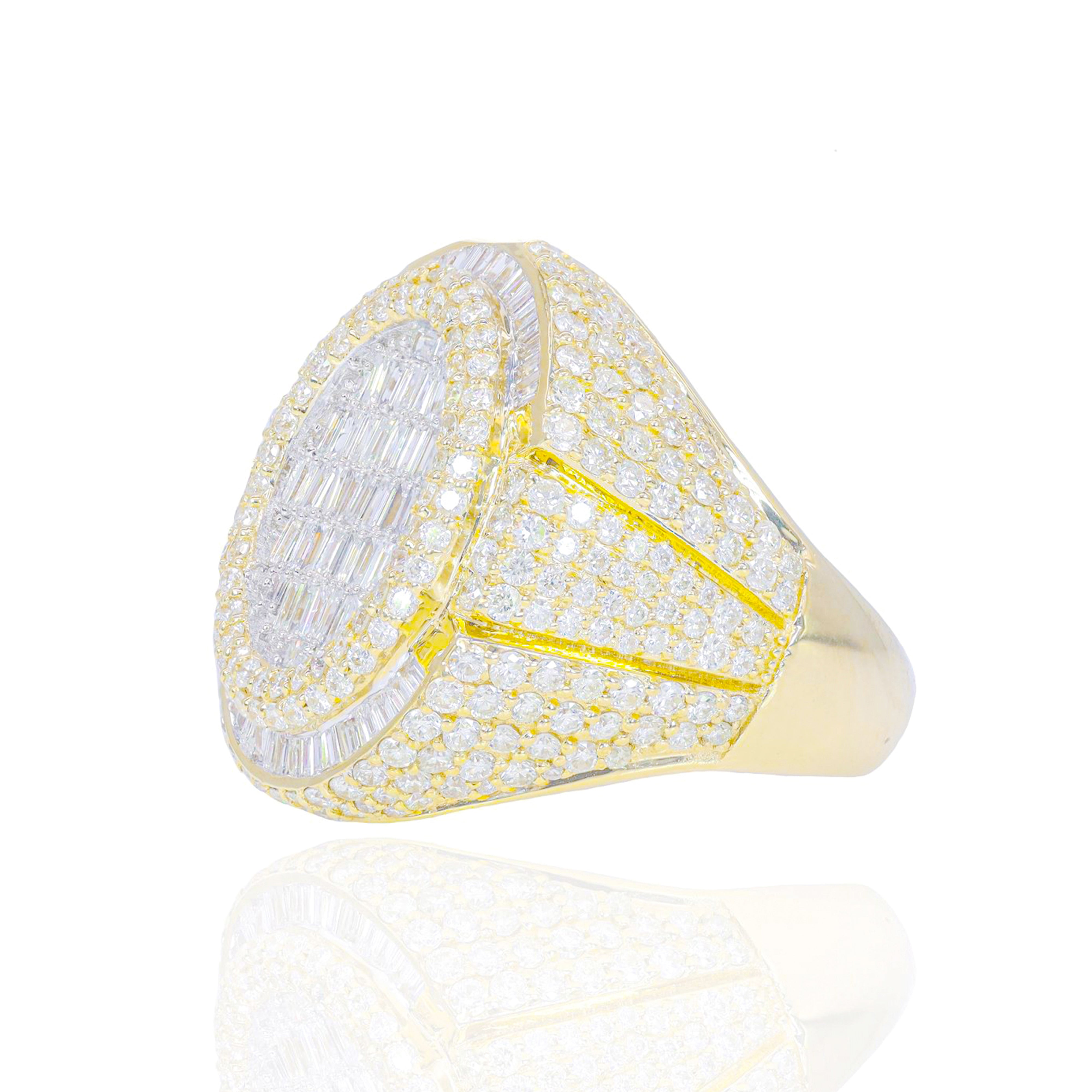 Oval Baguette with Round Diamond Men's Ring