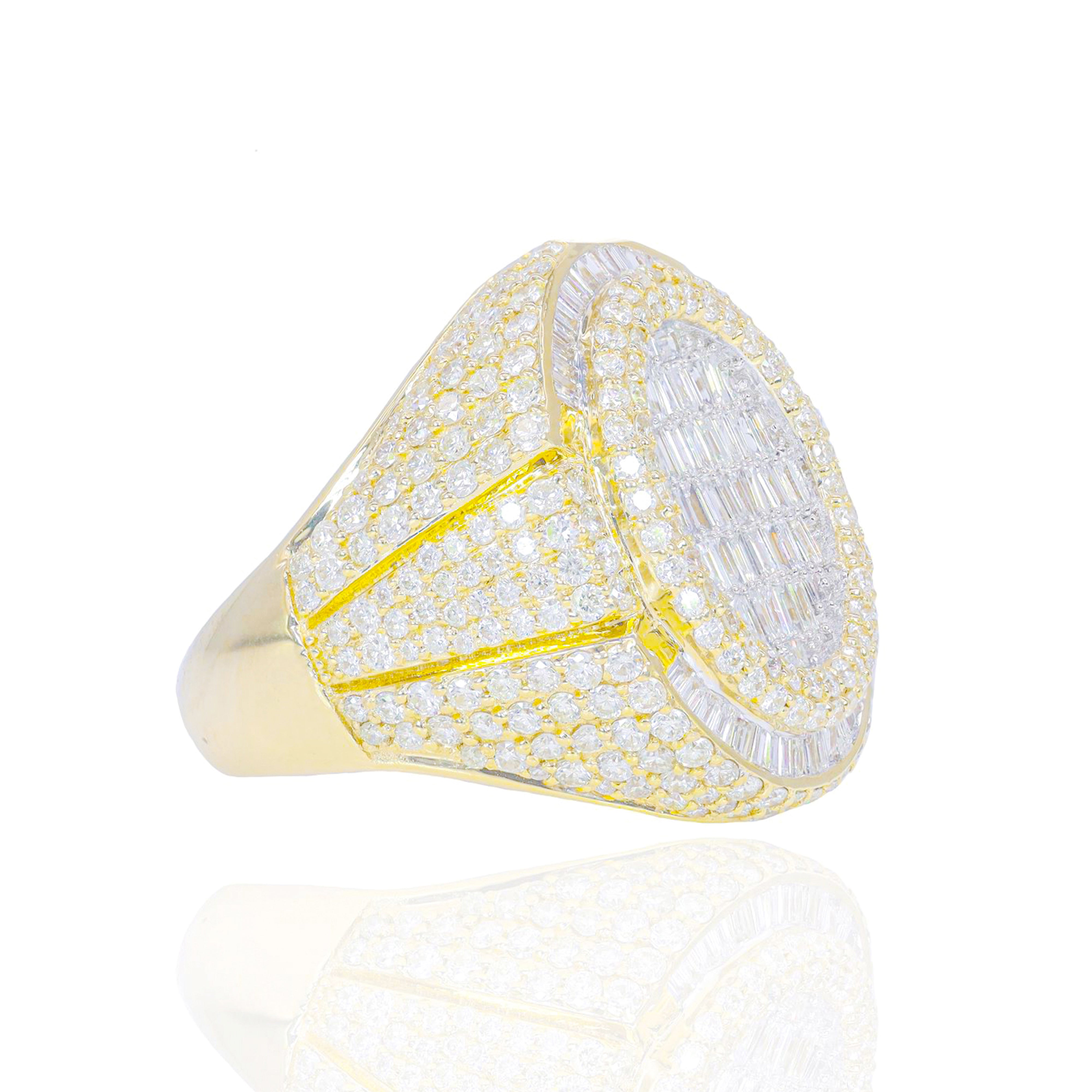 Oval Baguette with Round Diamond Men's Ring