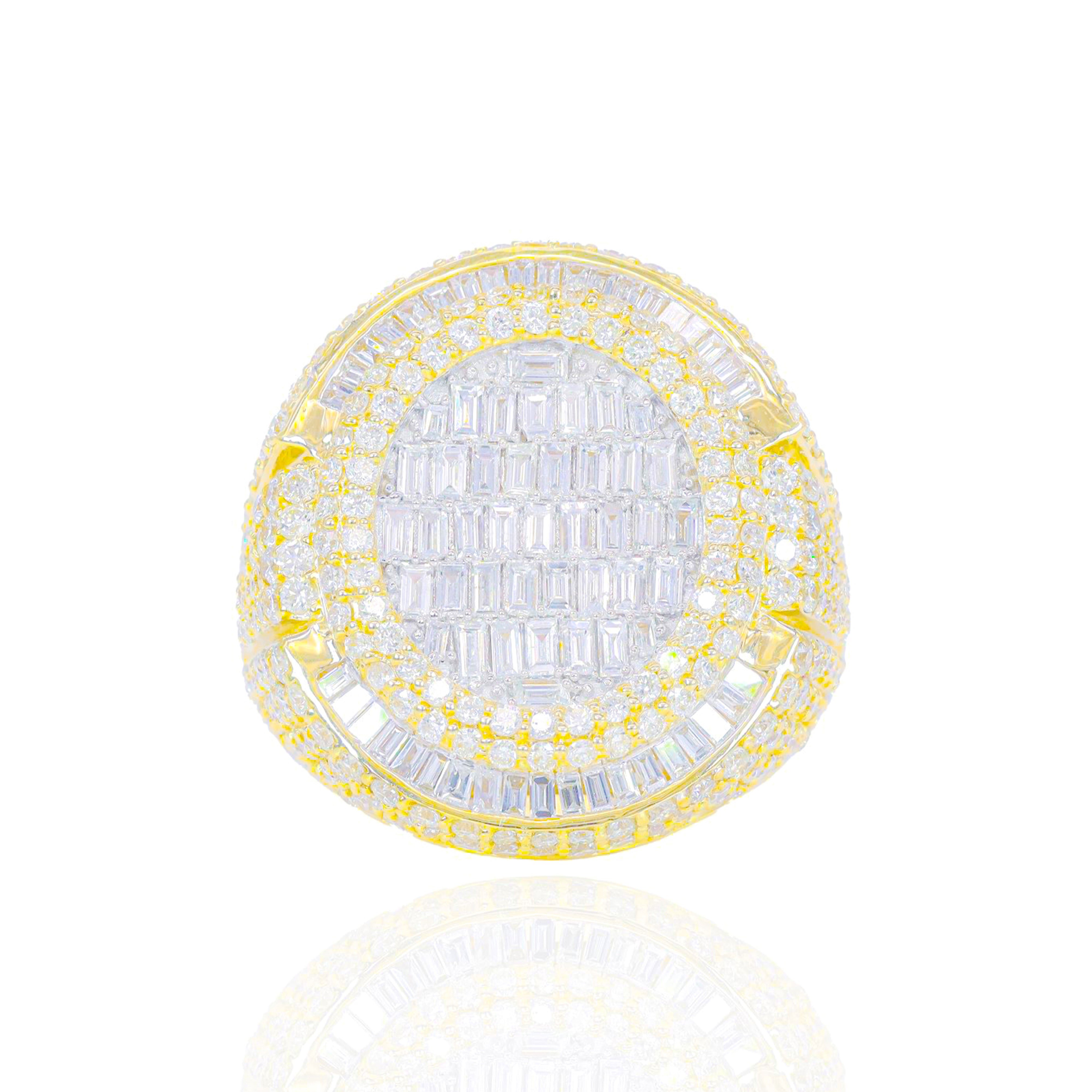 Oval Baguette with Round Diamond Men's Ring