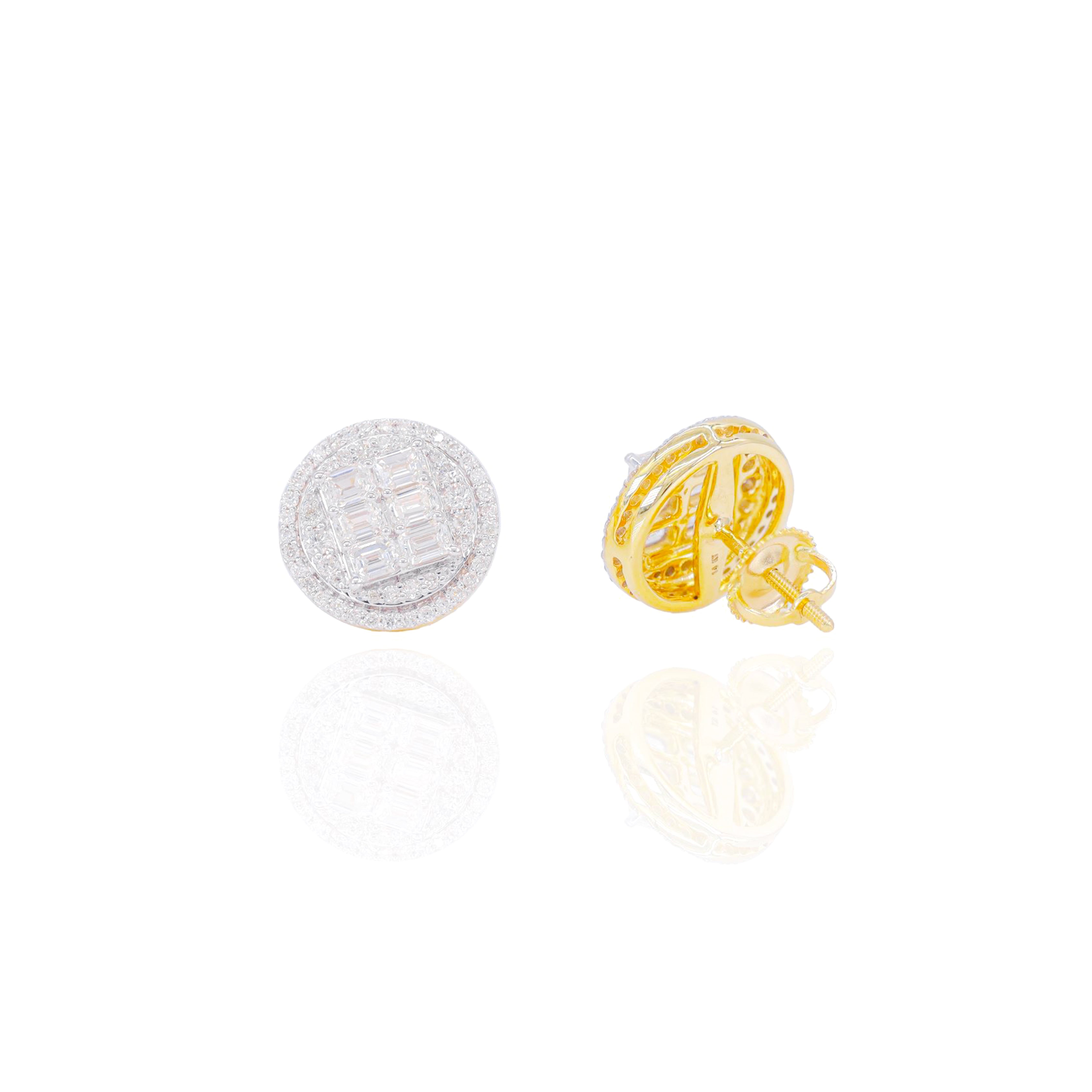 Two Row Baguette Center Diamond Earrings