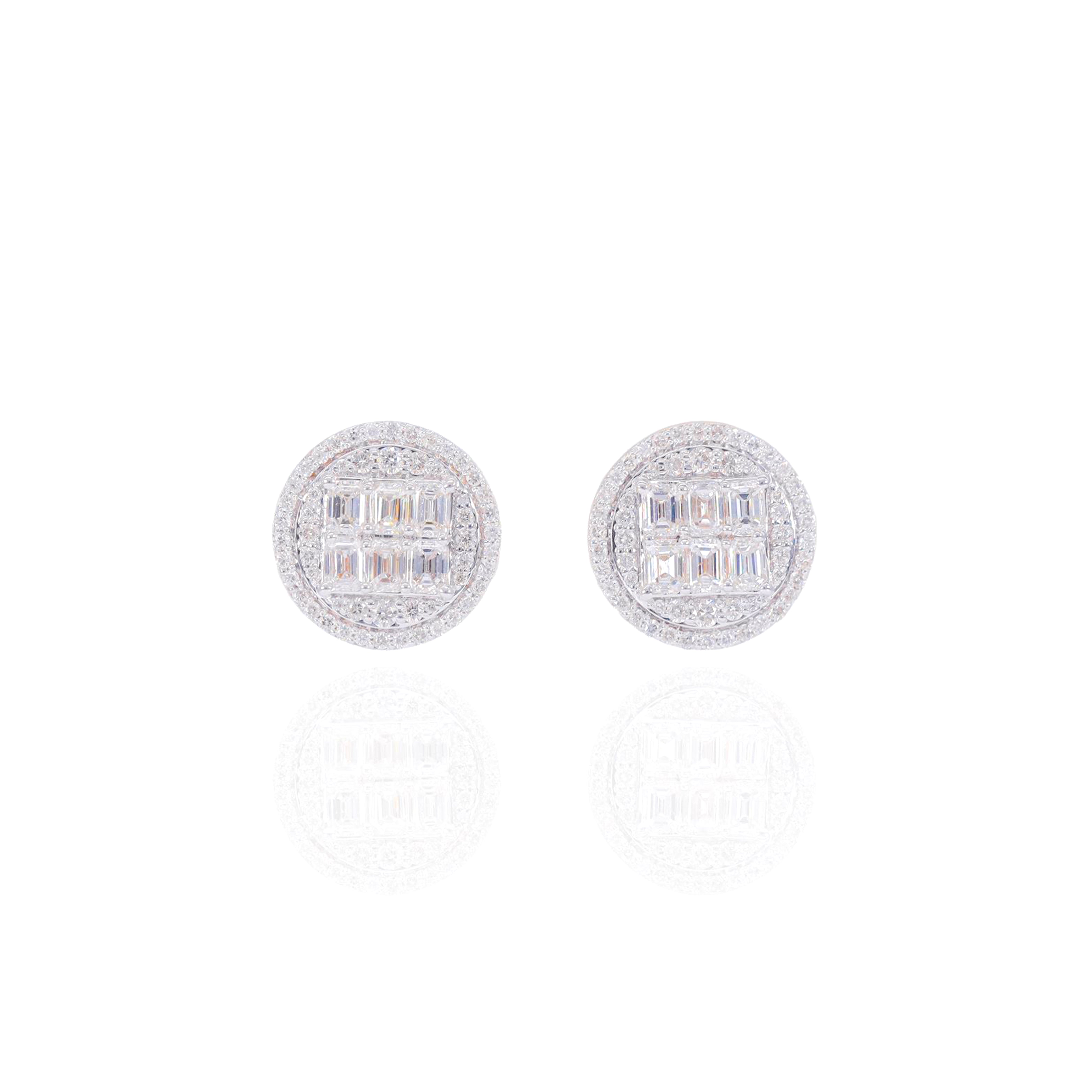 Two Row Baguette Center Diamond Earrings