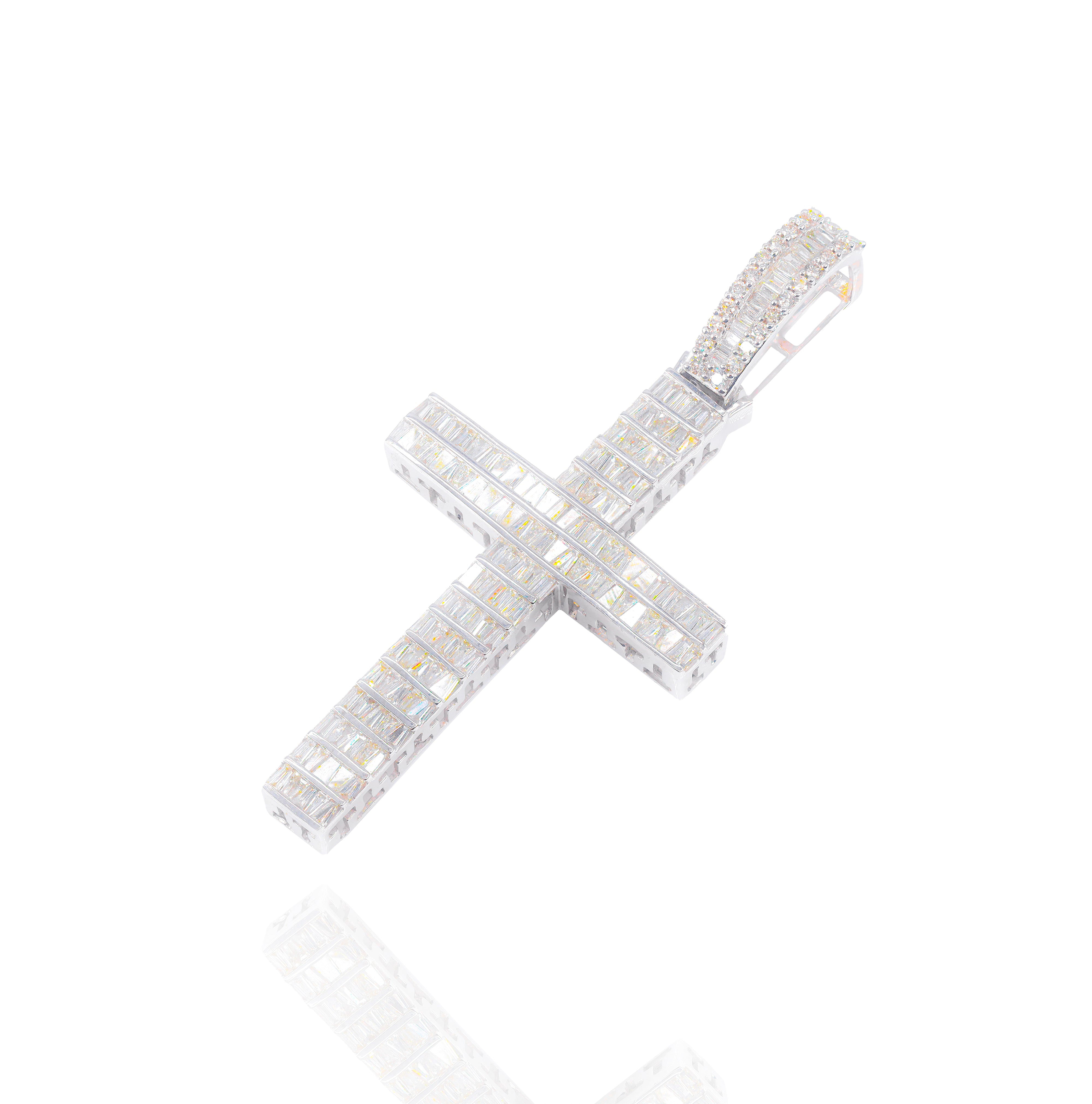 Chanel Set Baguette Diamond Cross Pendant