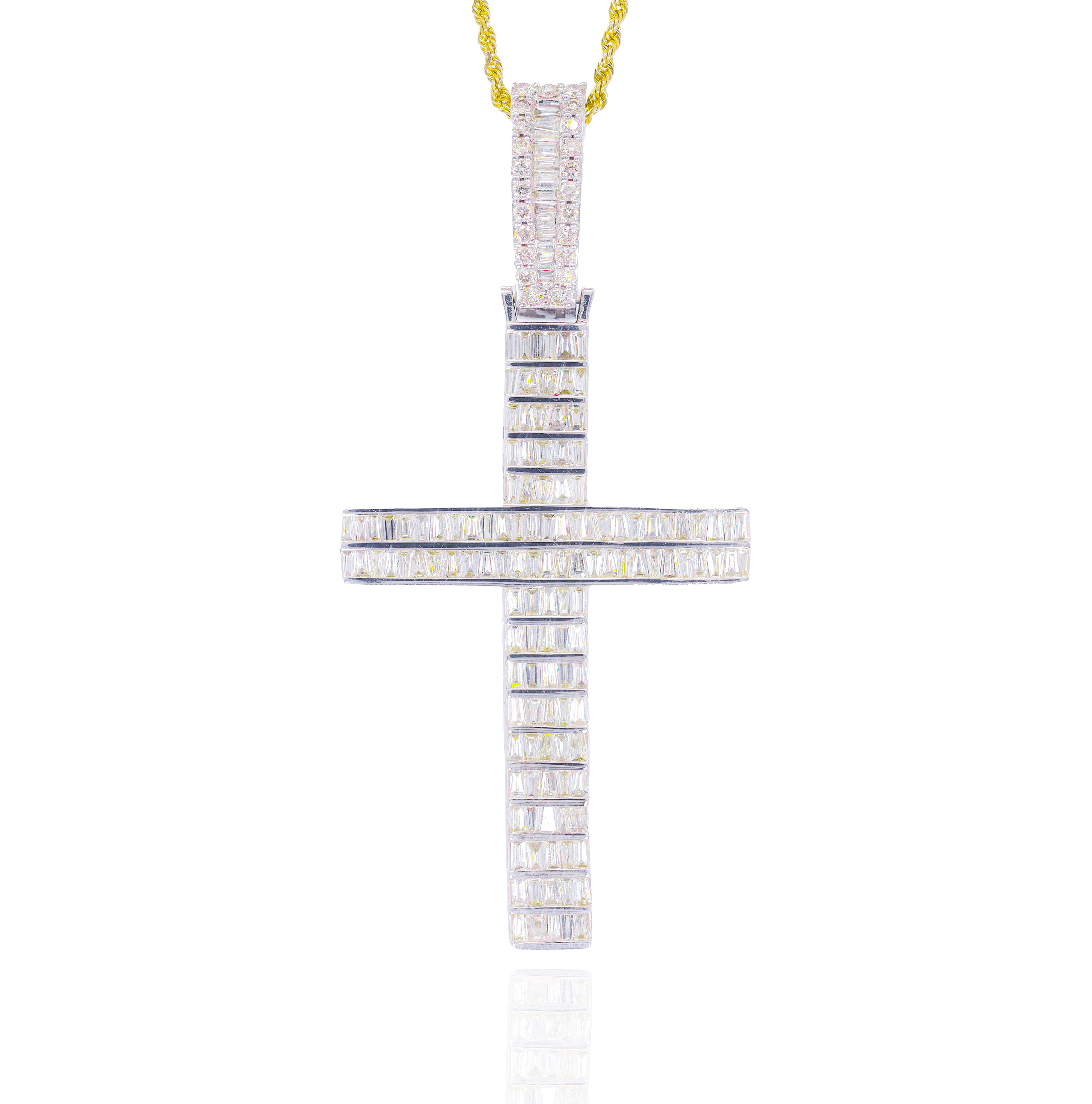 Chanel Set Baguette Diamond Cross Pendant