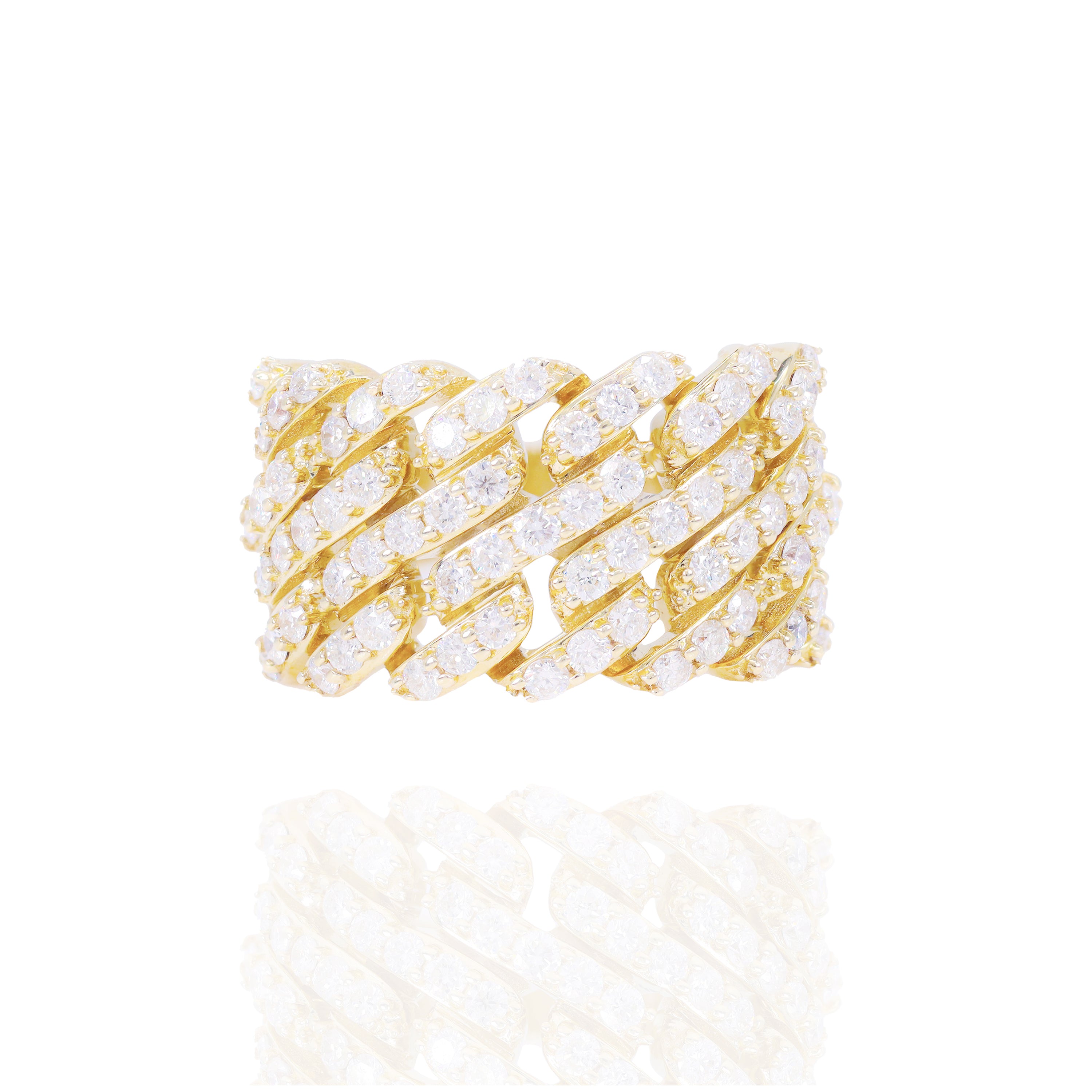 15mm Two Row Diamond Cuban Ring
