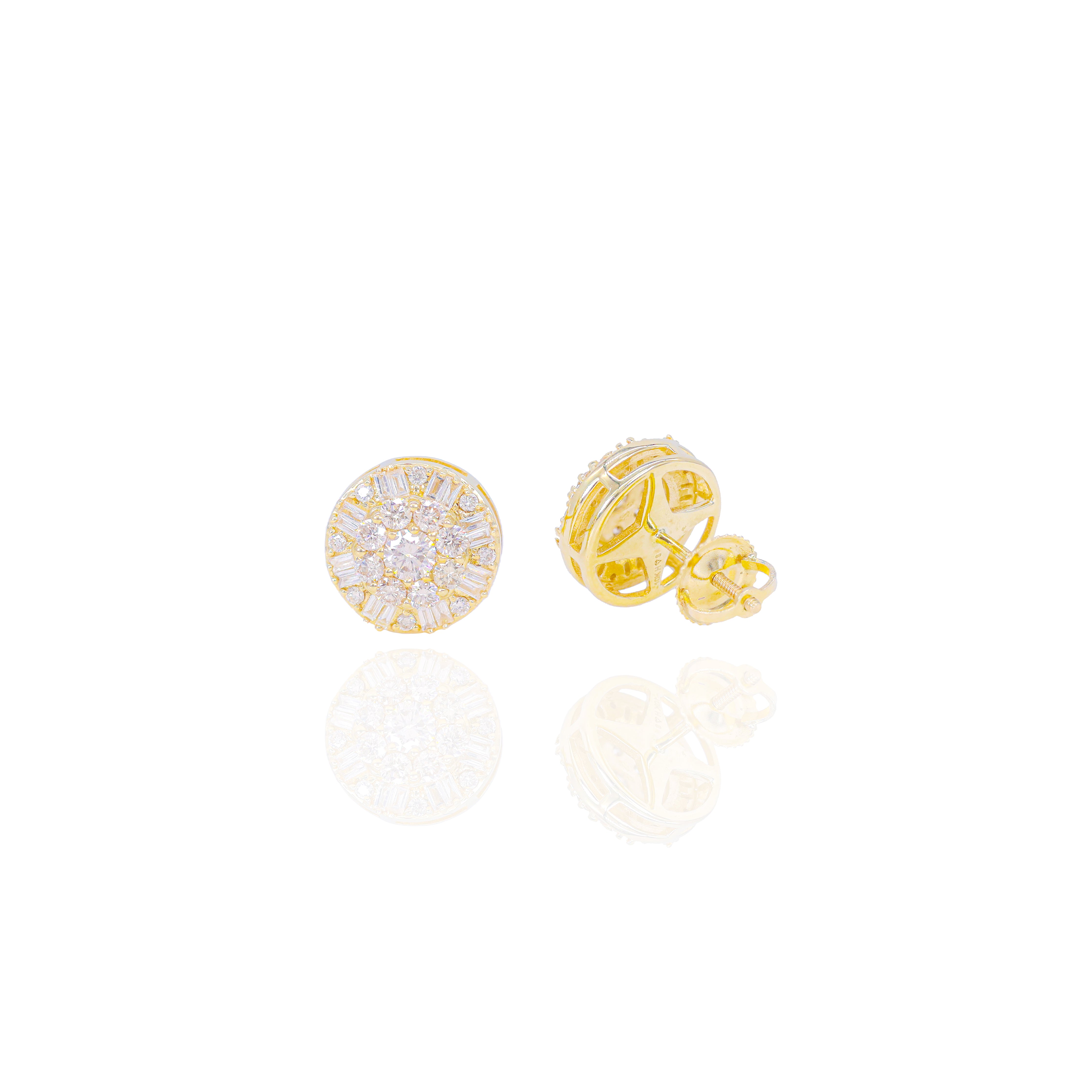 10-Pointer Center Round Cluster Diamond Earrings