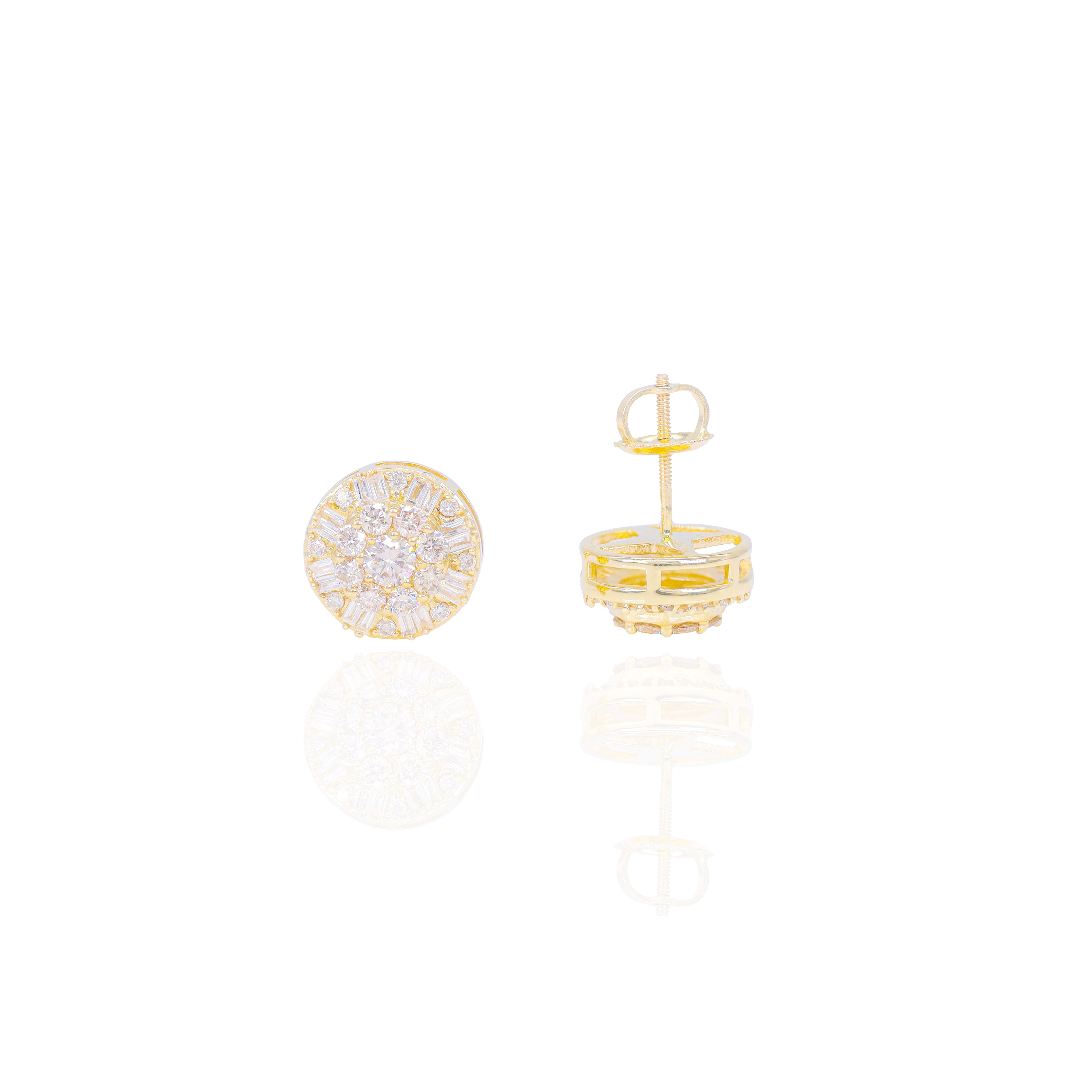 10-Pointer Center Round Cluster Diamond Earrings