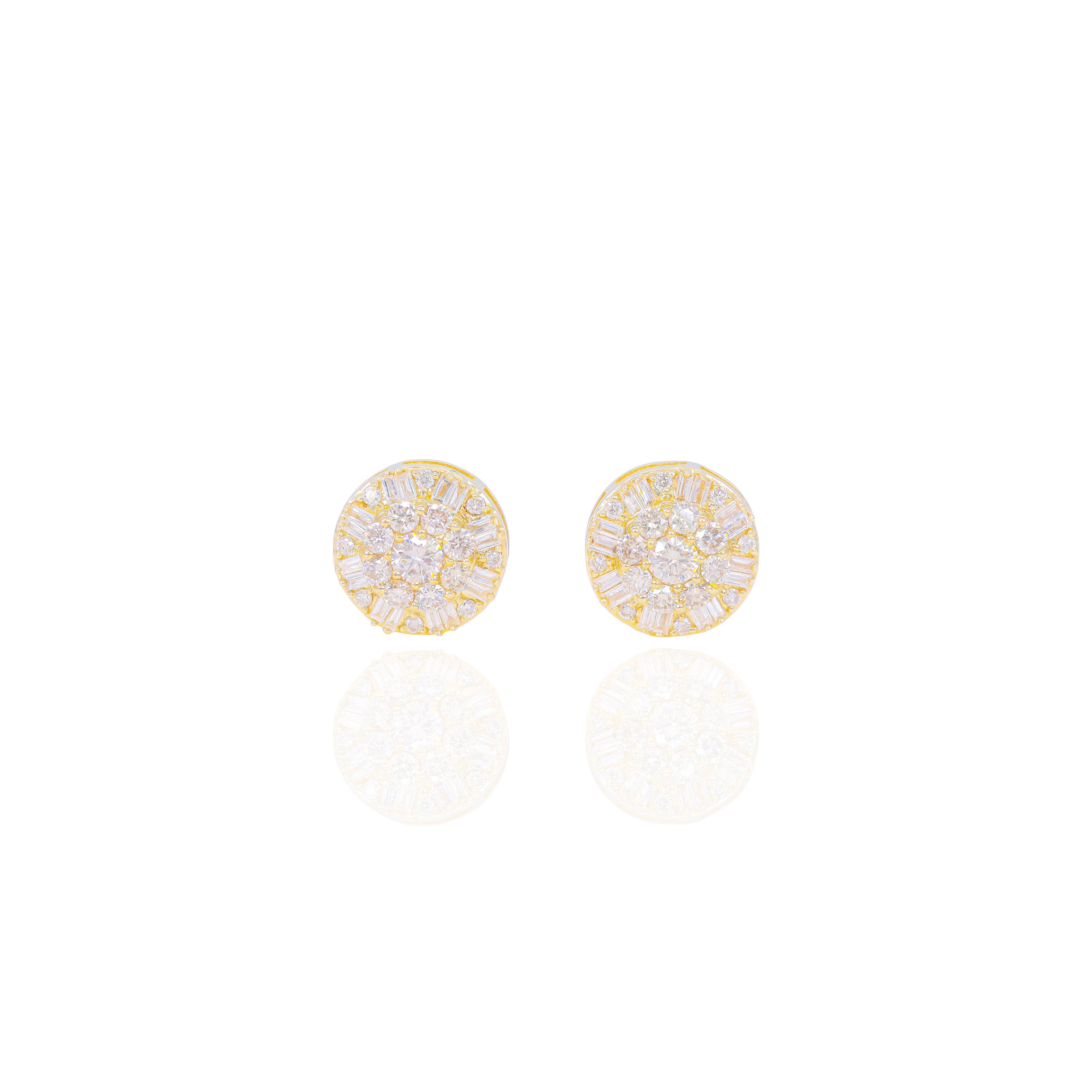 10-Pointer Center Round Cluster Diamond Earrings