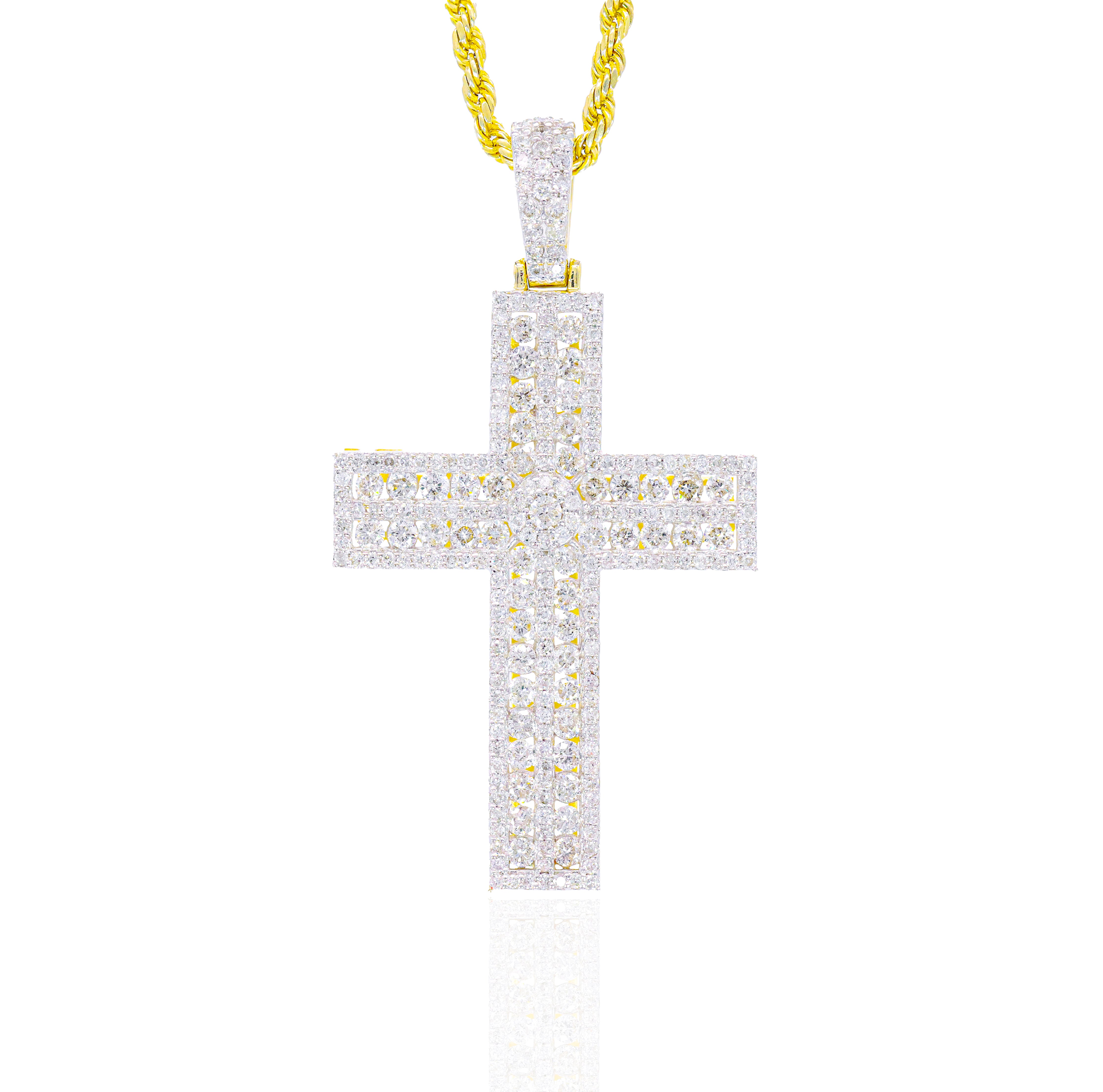 Block Diamond Cross Pendant
